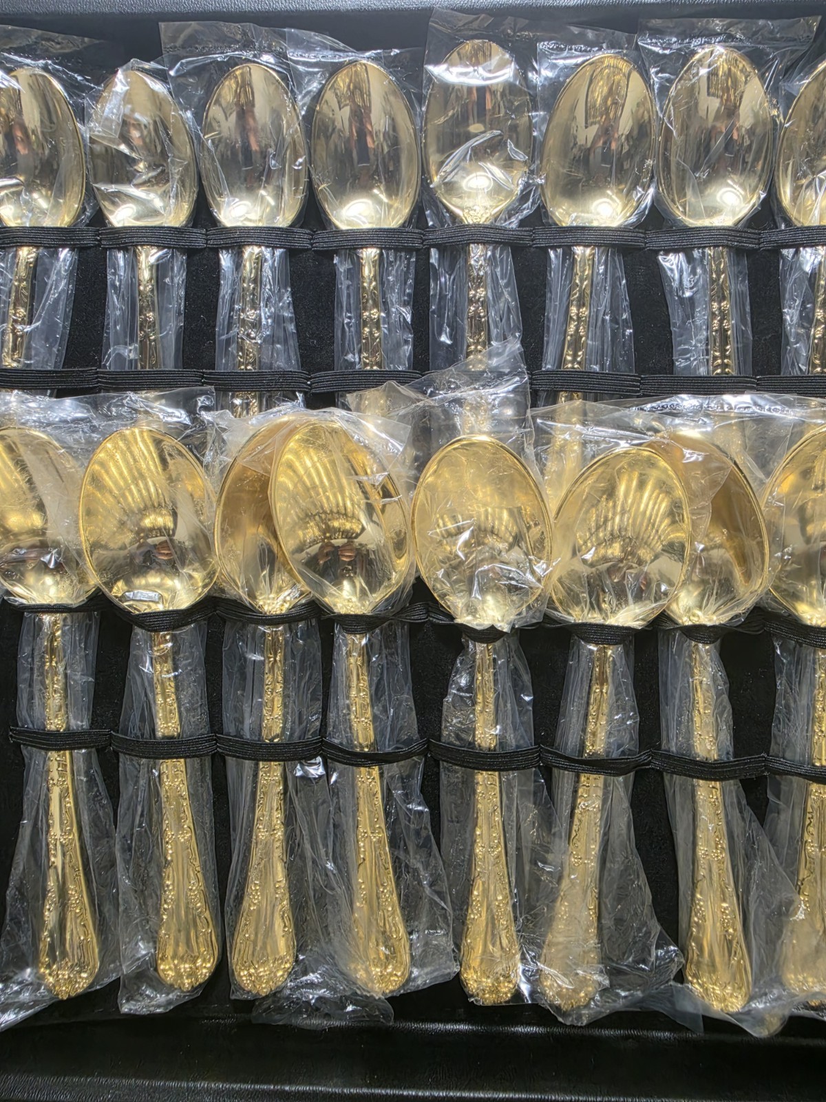 WM Rogers & Sons Enchanted Rose Gold Plated Flatware Set 52 Pc New With Case New