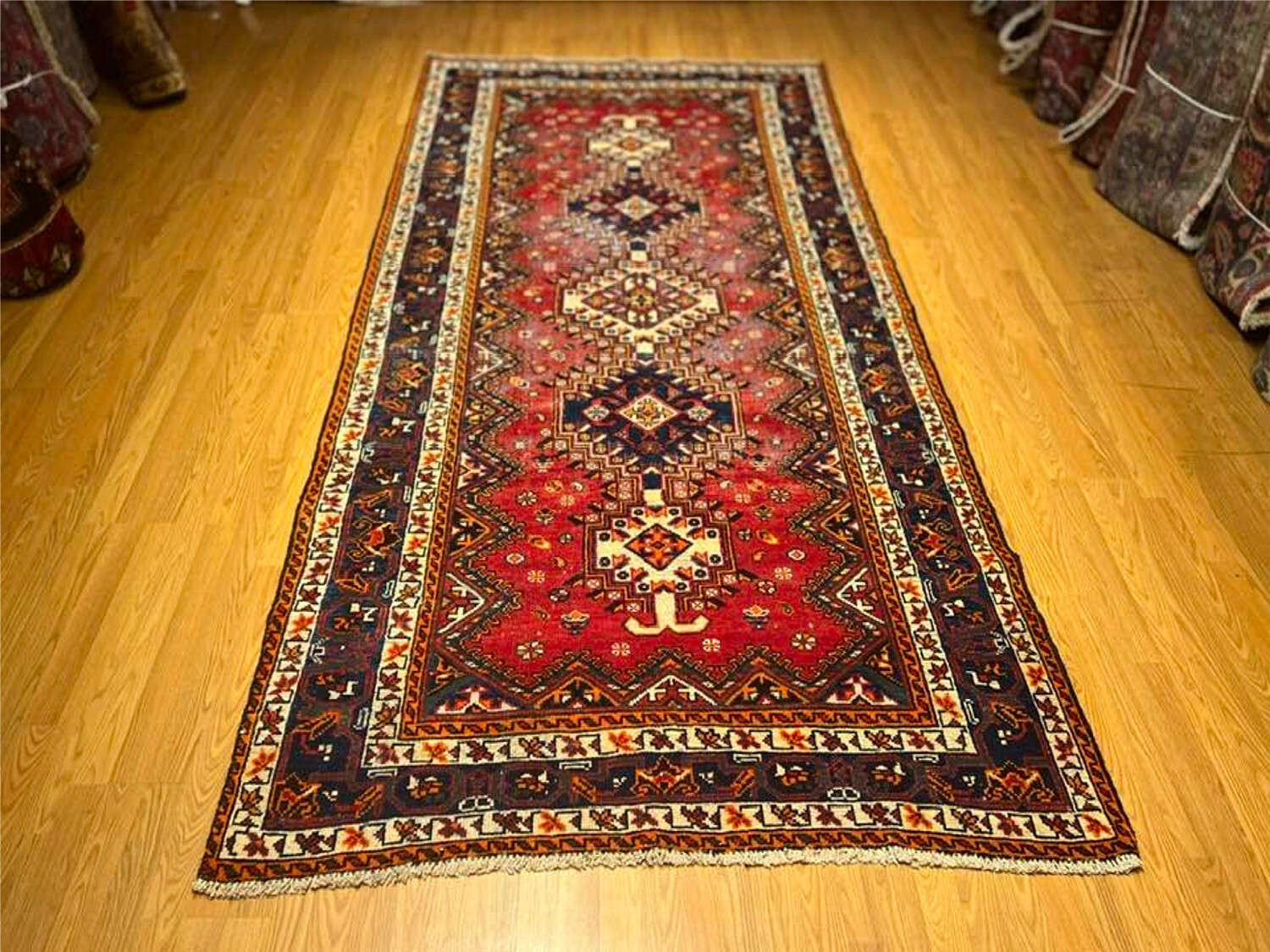 5 x 10 Ft Handmade Vintage Circa 1900 Kurdish Wide Runner Rug. Natural Dye Wool