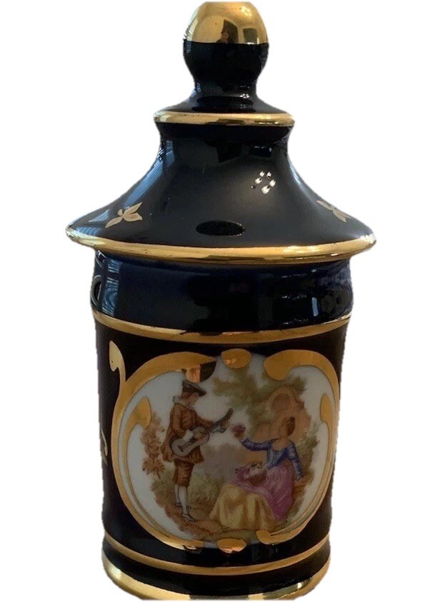 Vintage Limoges Cobalt Blue Beautiful Made In France Container With Lid Small