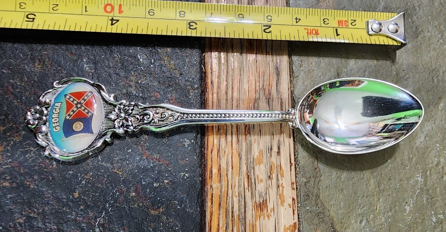 😎 DELEST PERFECTION PLATE GEORGIA🇬🇪 ENAMELED TIP SILVERPLATE SOUVENIR SPOON