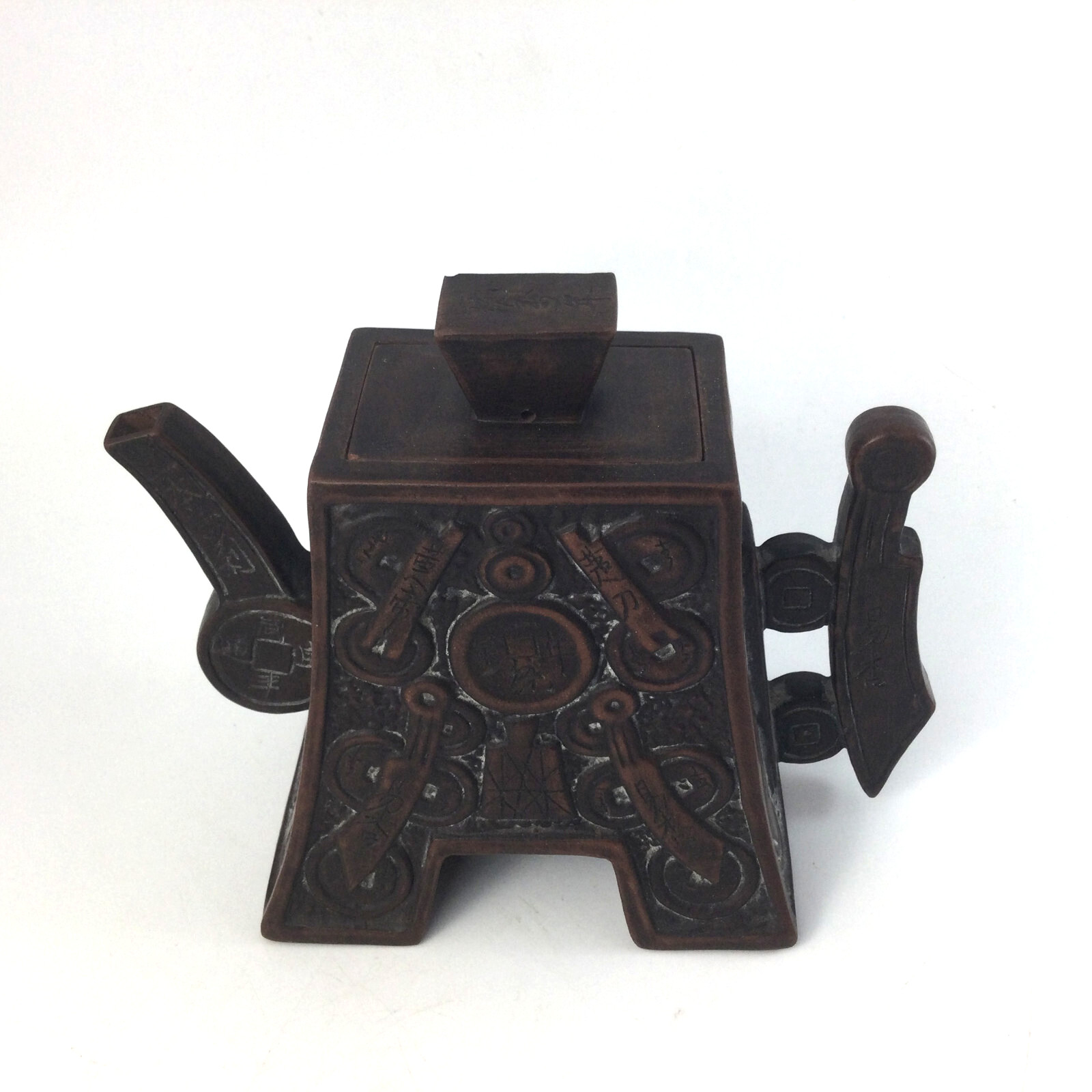 Vintage Decorative Brown Ceramic Clay Teapot Watchtower