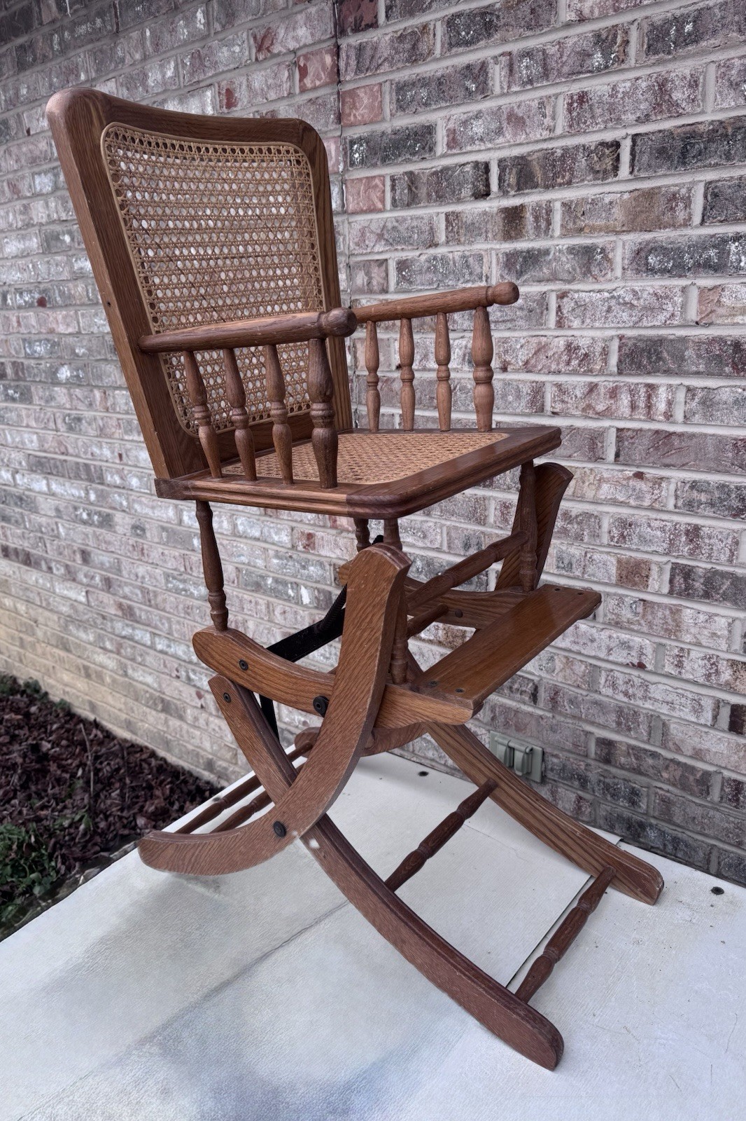 RARE Antique/Vintage Adjustable Height Rocking/High Chair WORKS GREAT