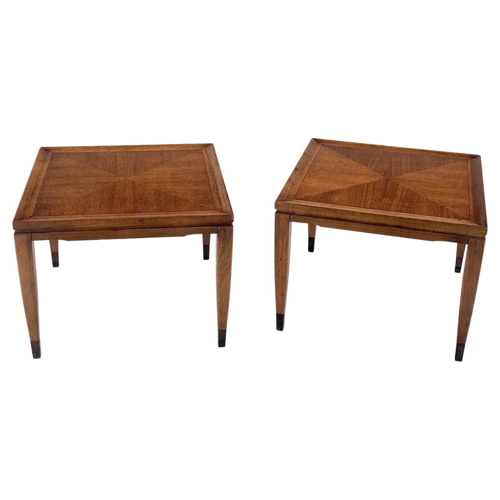 Pair of Mid Century Modern Square Walnut Side End Tables Removable Legs MINT!