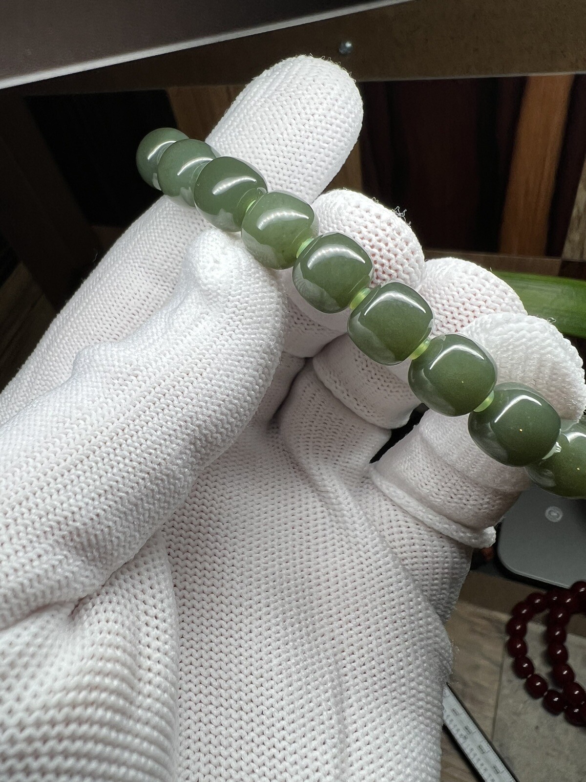 10mm Hetian Green & Yellow Jade Bracelet 新疆和田玉若羌青黄口料老型手串