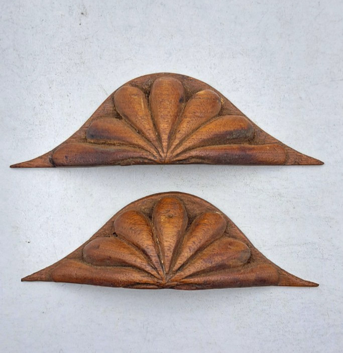 Antique Wood Drawer Handles Eastlake Wooden Carved Pull Vintage Hardware Pair