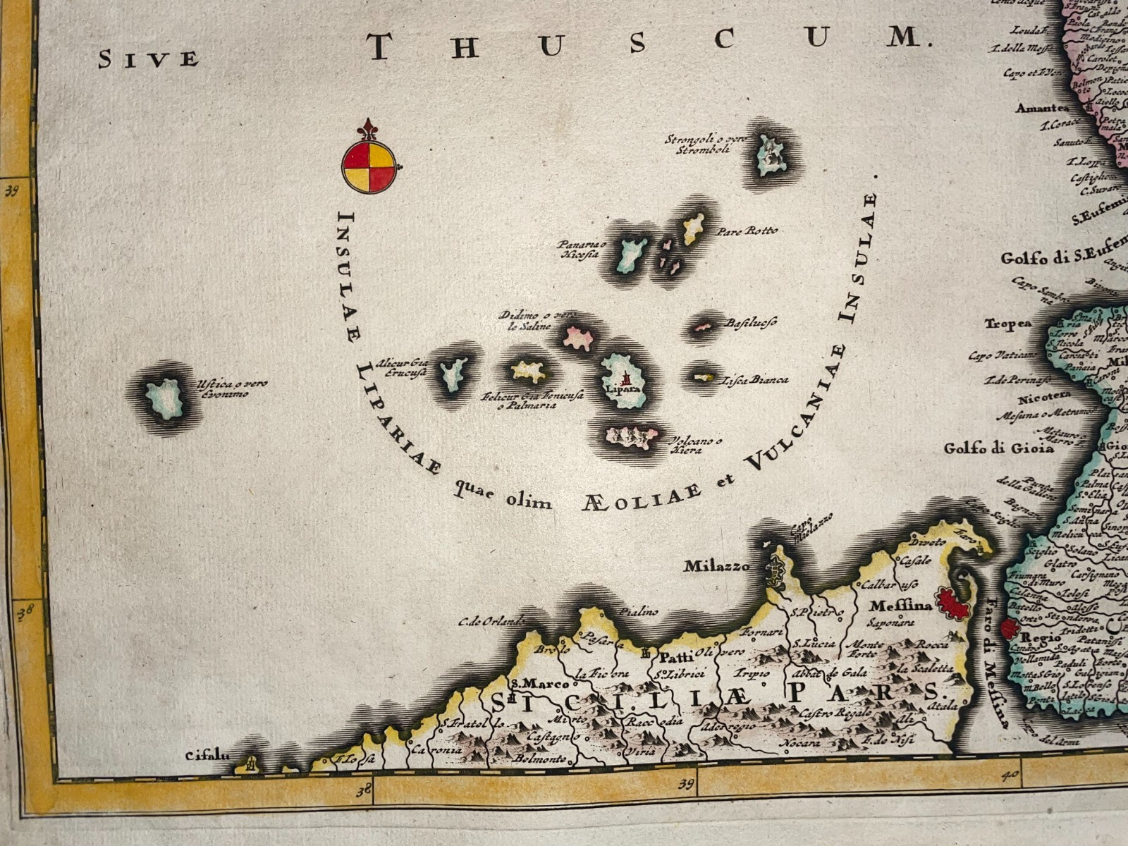 ITALY KINGDOM OF NAPLES SICILY c. 1680 JUSTUS DANCKERTS LARGE ANTIQUE MAP