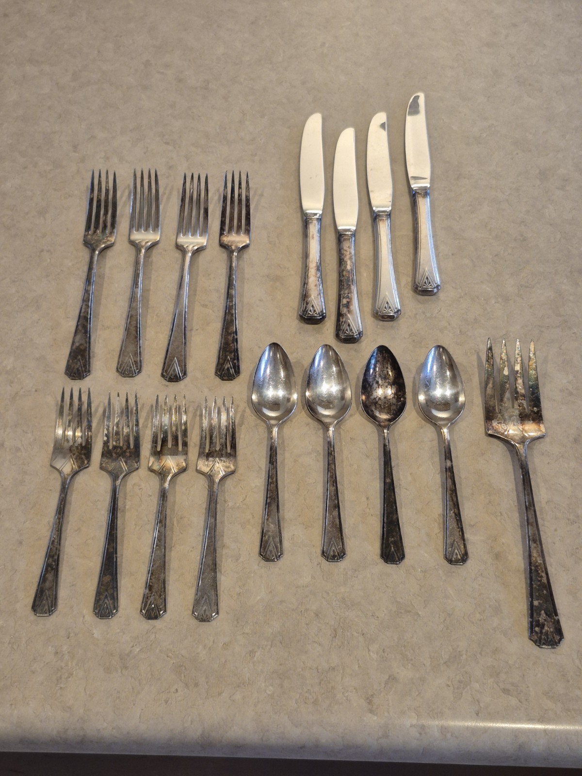 Oneida Community Deauville Silver Plated Set Of 17 Silverware, As Is