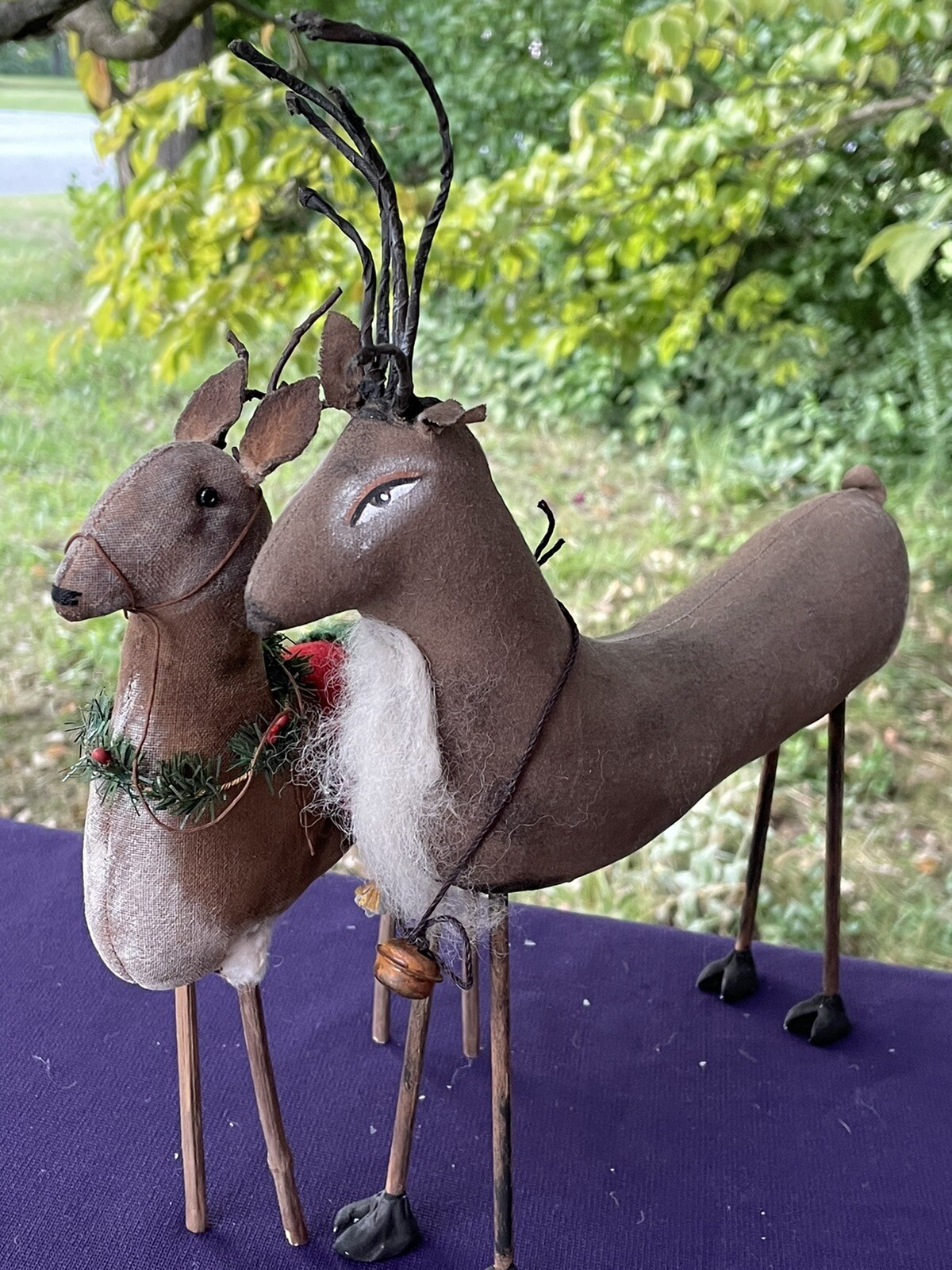 Vintage BETHANY LOWE Reindeer Donner Elsa Rudolph’s Primitive Doll SET 2 ❤️sj3j5