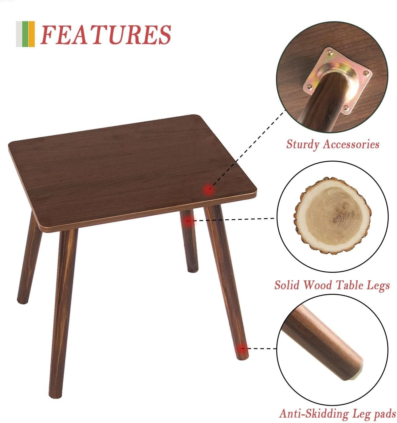 Elegant Walnut Brown End Table – Versatile Wood Accent for Bedroom & Office