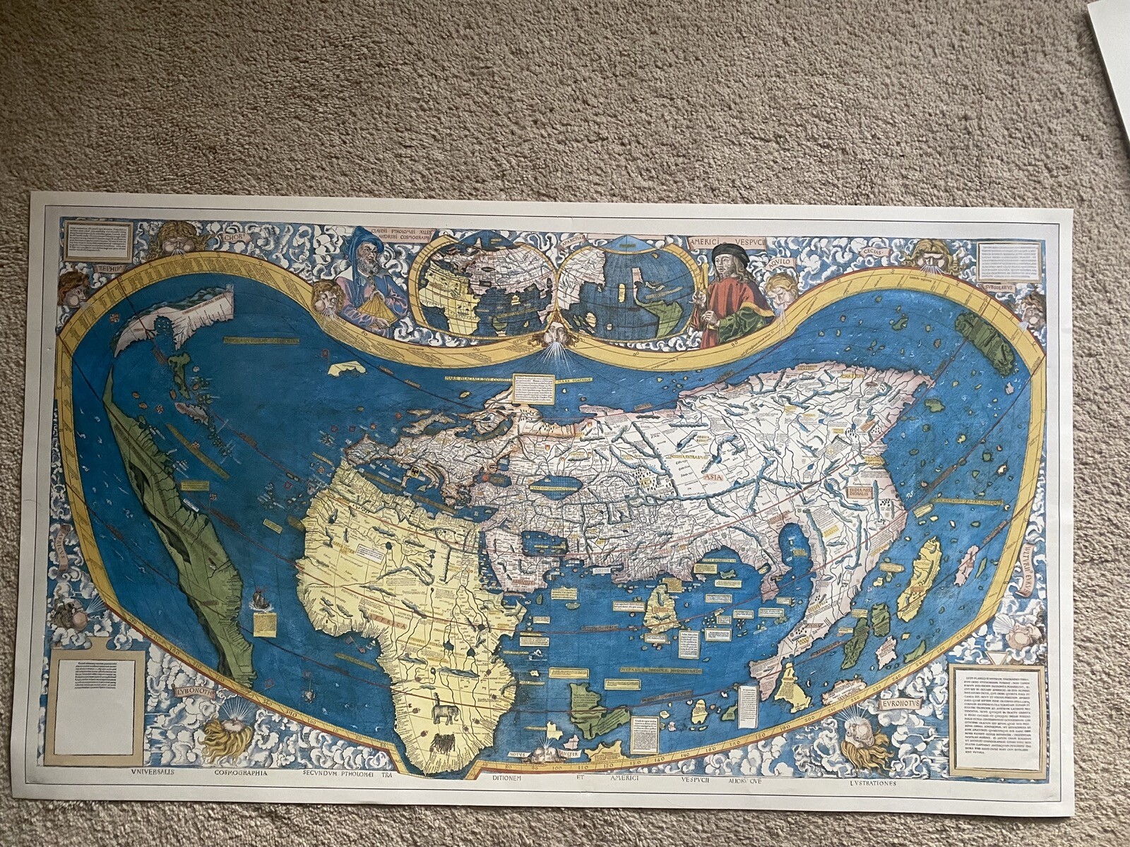 Vintage Amerigo Vespucci Old World Educational Map of The World