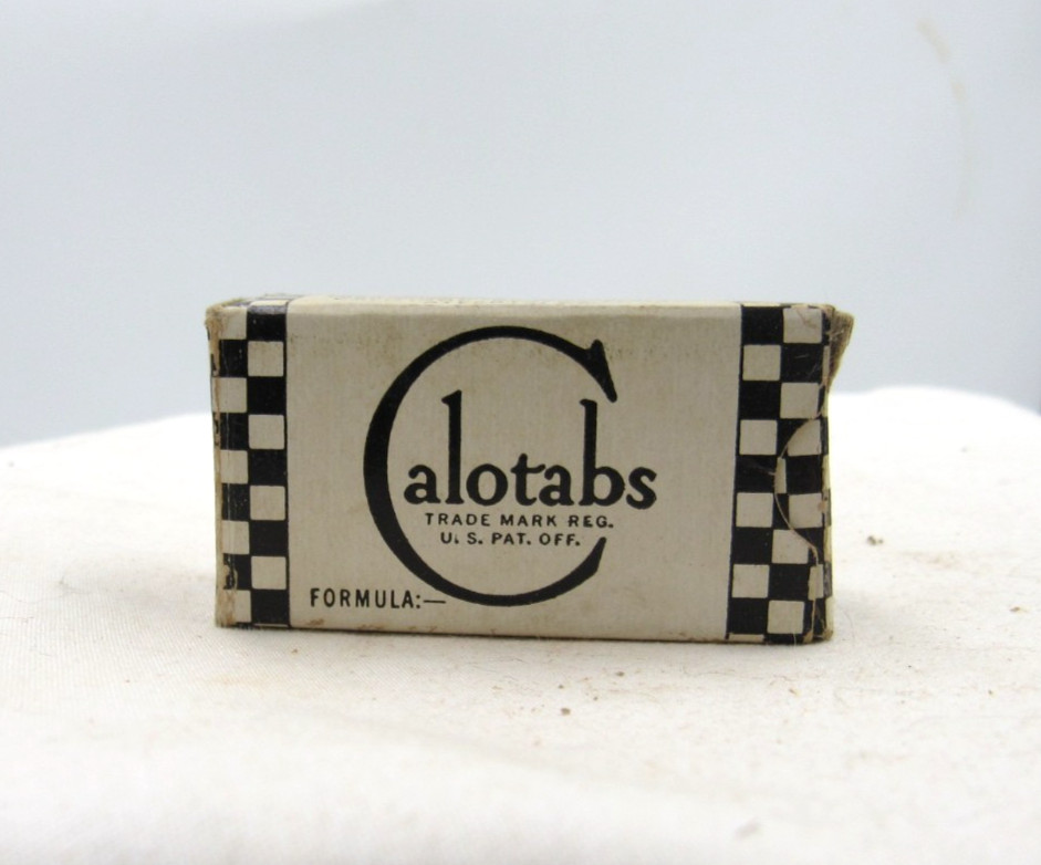 1940’s Calotabs Company Atlanta Ga Trial Size Tablets in Packets Medicine Box