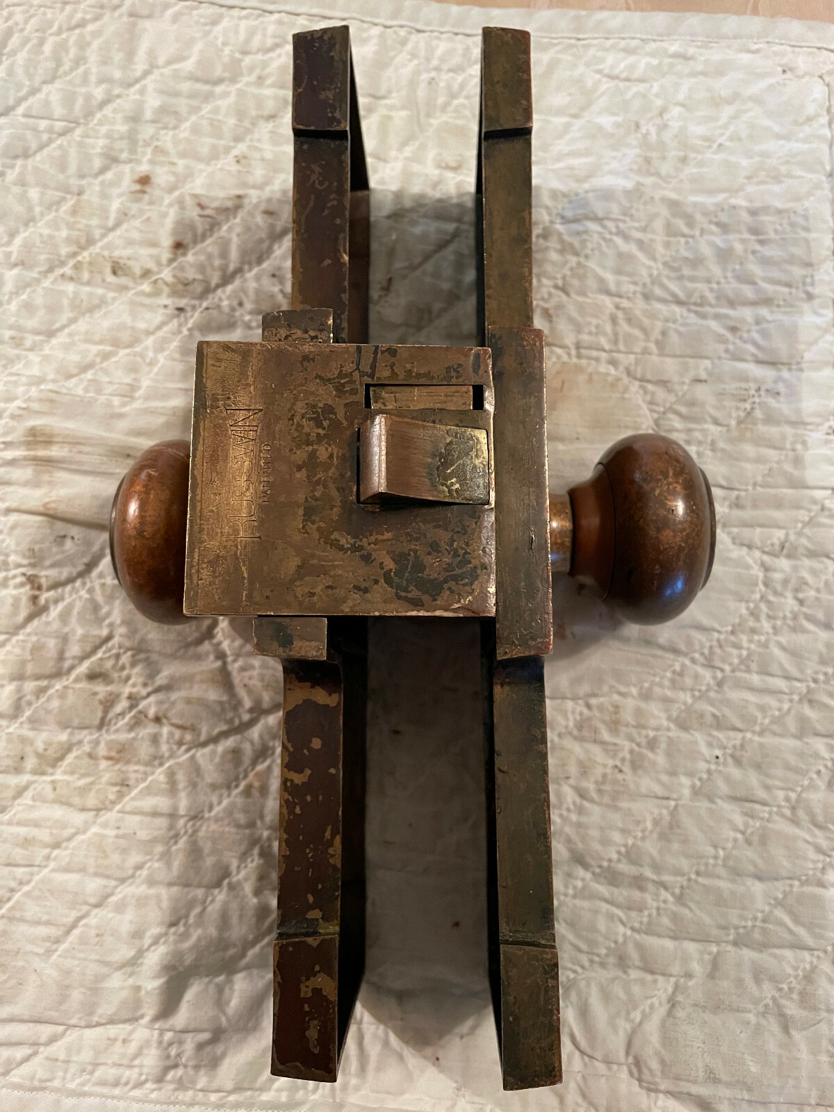 Large Patent 1905 Loconia 8 LB. Cast Brass Door Lock Set, Free S/H