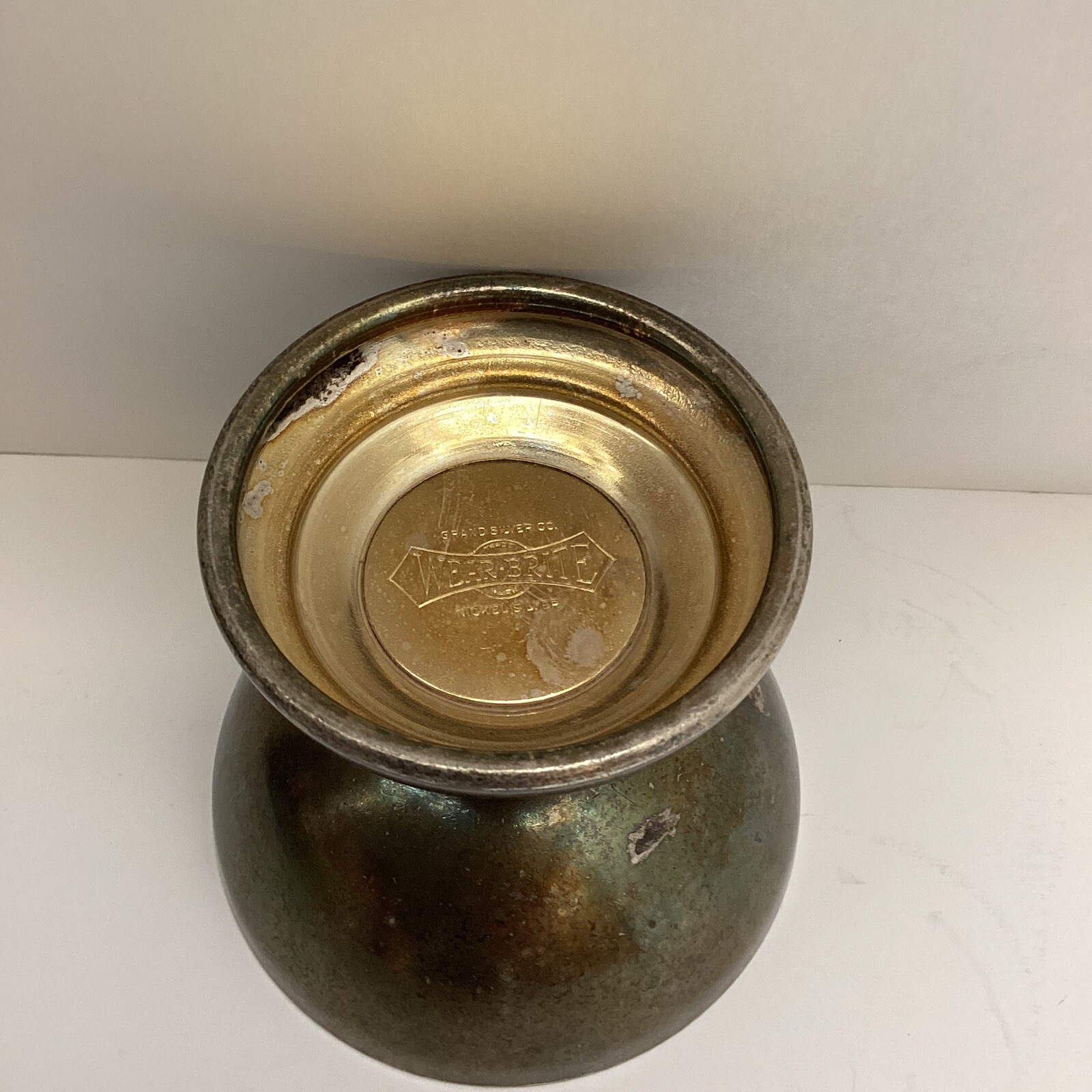 Grand Silver Co Wear Brite Nickel Silver Cup Sm Vtg Engraved Seahorse & Stamped