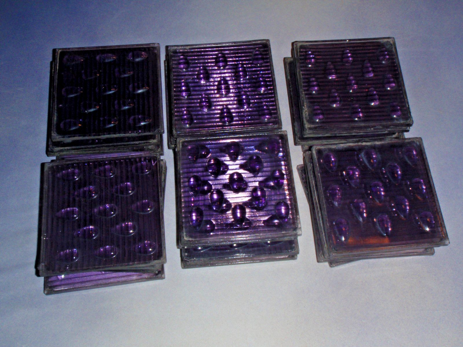 Lot 25 Antique Luxfer purple Glass Raindrop Tile Frank Lloyd Wright related 4X4