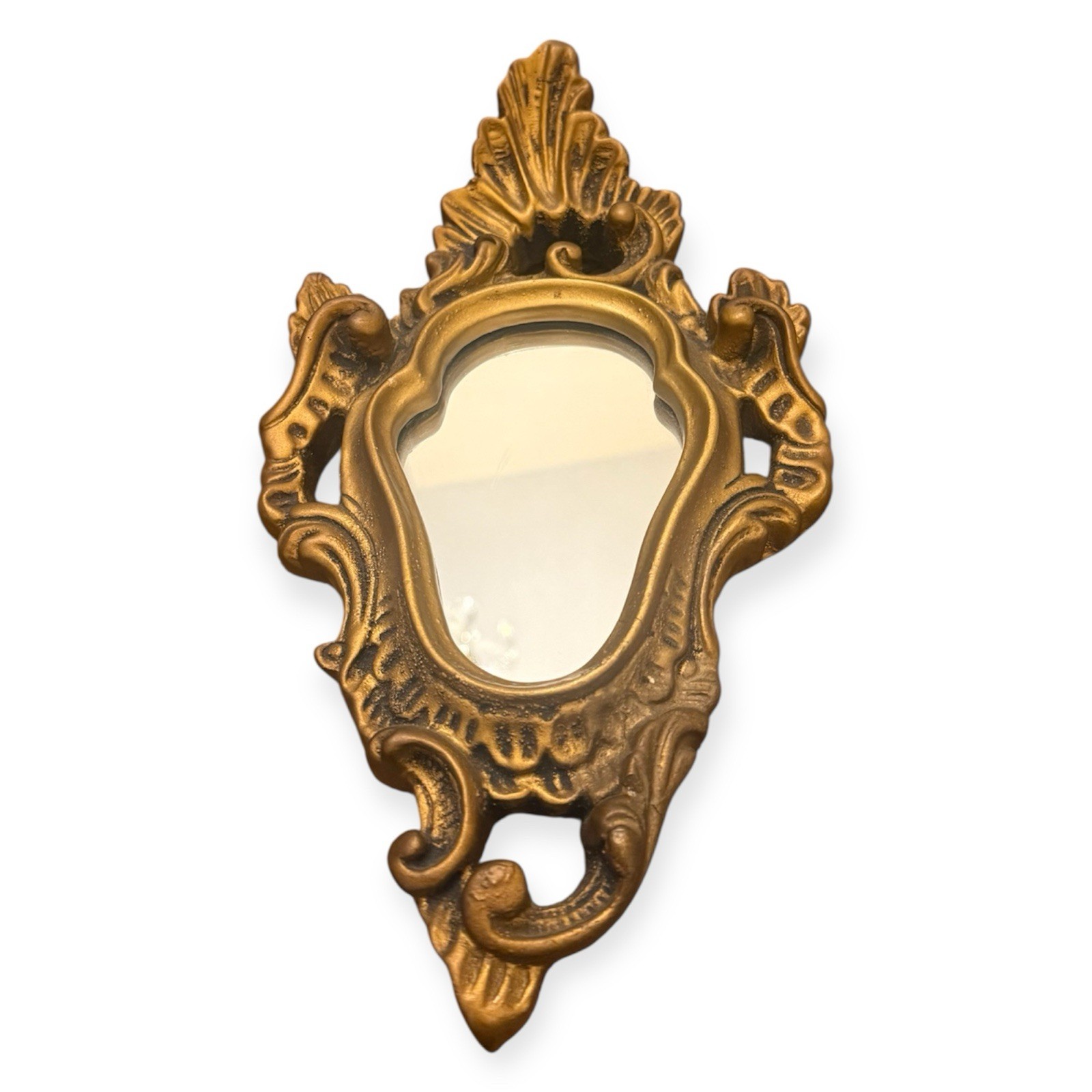 Vintage Italian Florentine Baroque Plaster Ornate Gold Gilt Wall Mirror 1950s