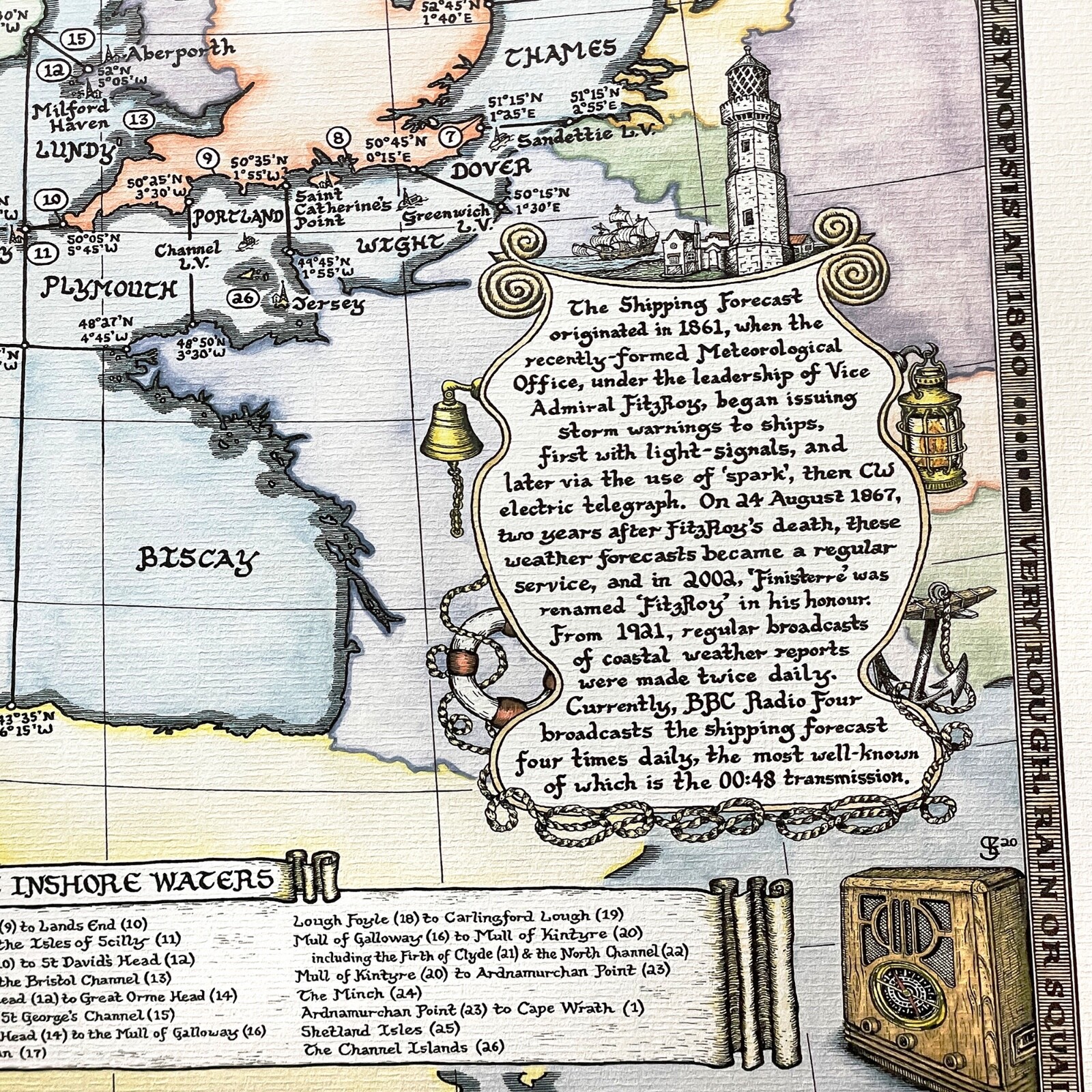 Colour Shipping Forecast Map – Fine Art Prints by Manuscript Maps