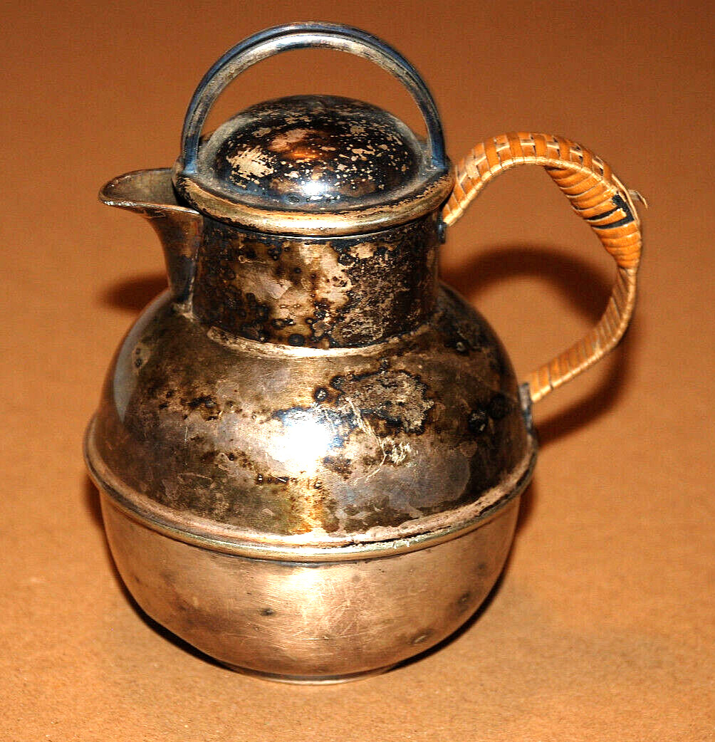 PAIRPOINT MFG Lidded Creamer Wicker Handle 0305 Sheffield Silverplate 1895 Rare