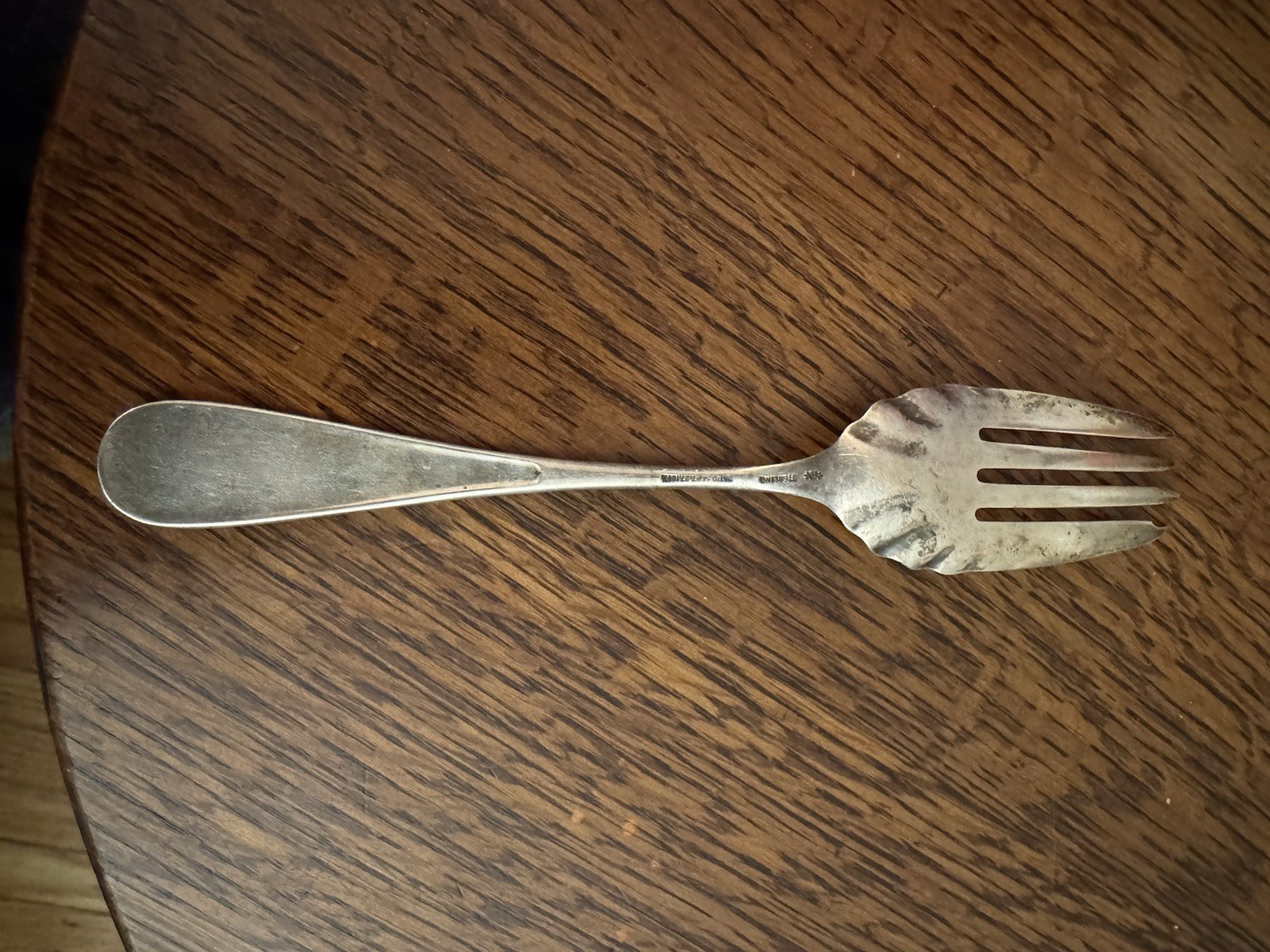 Antique Sterling Silver Palm Frank Whiting Serving Cold Meat Fork 8.5”, 56 Grams