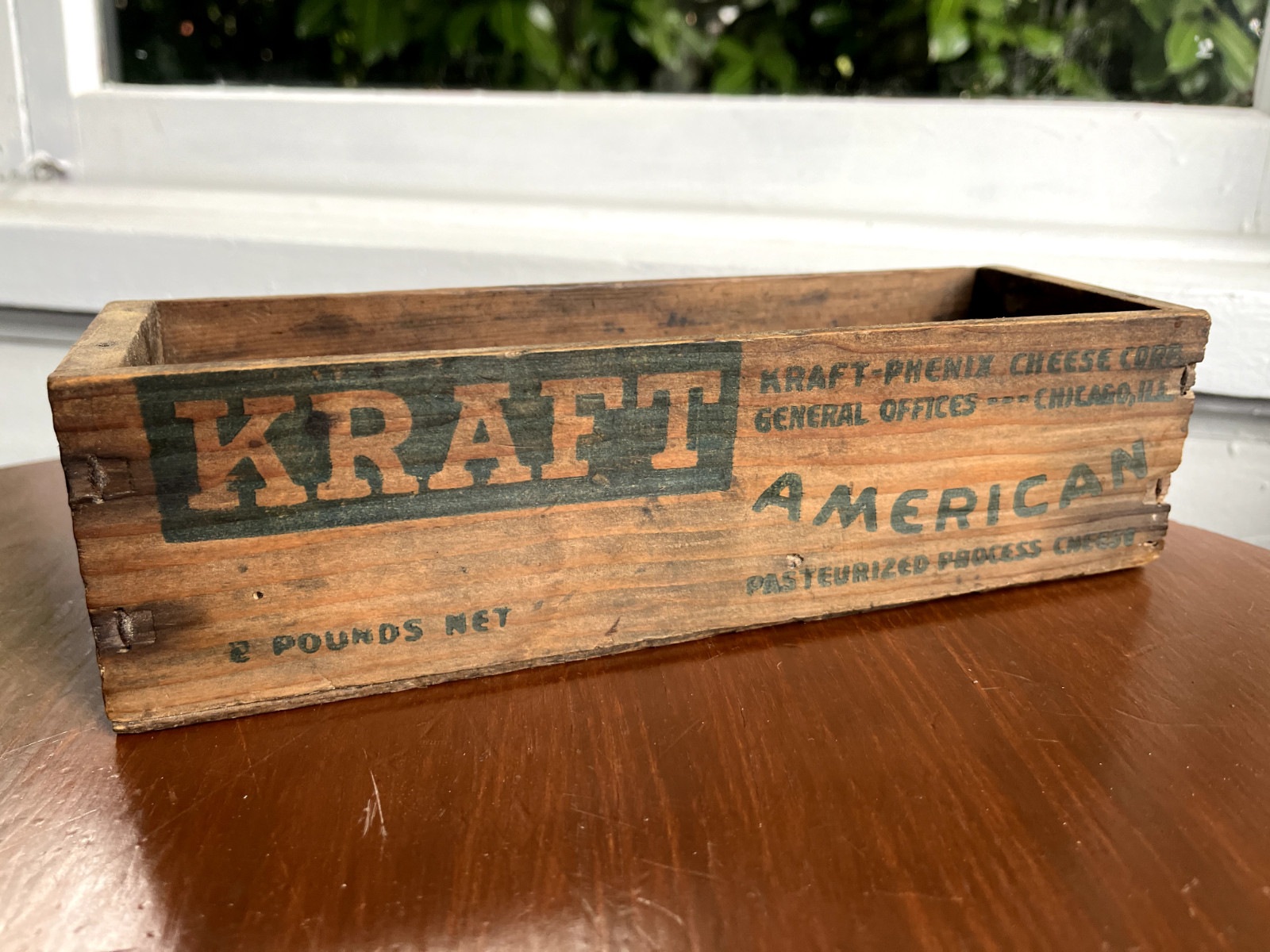 Vintage Advertising Kraft Wooden 5 Lb American Cheese Box Primitive Rustic Decor