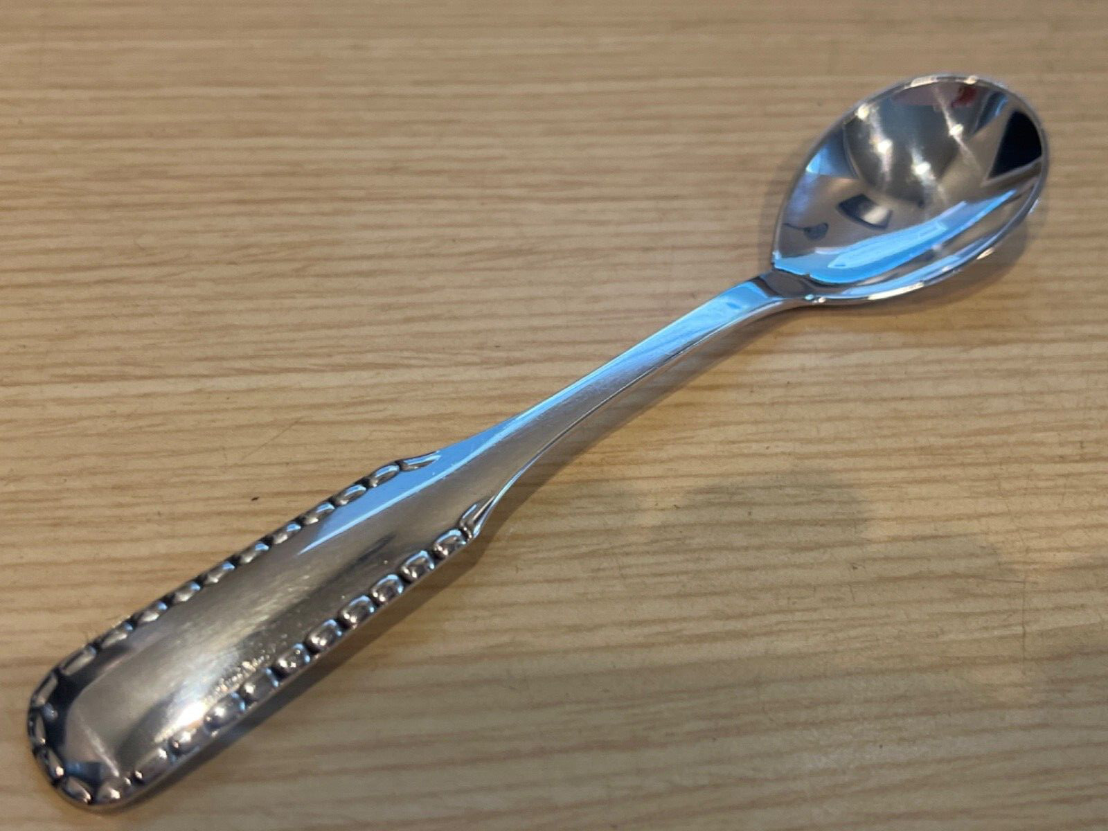 Georg Jensen Rope Solid Sterling Silver Tea Spoon 5″ 1930 3 Castles Makers mark