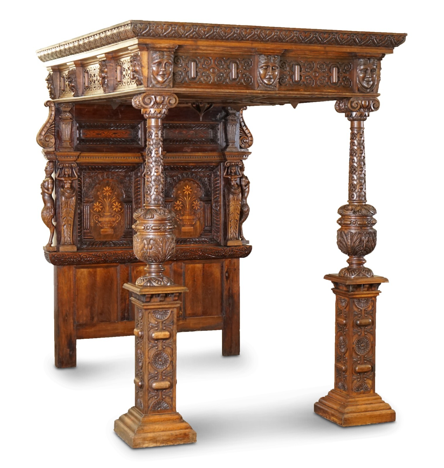 LARGE & IMPORTANT ANTIQUE CIRCA 1600 CHARLES I DOCUMENTED ENGLISH OAK TESTER BED