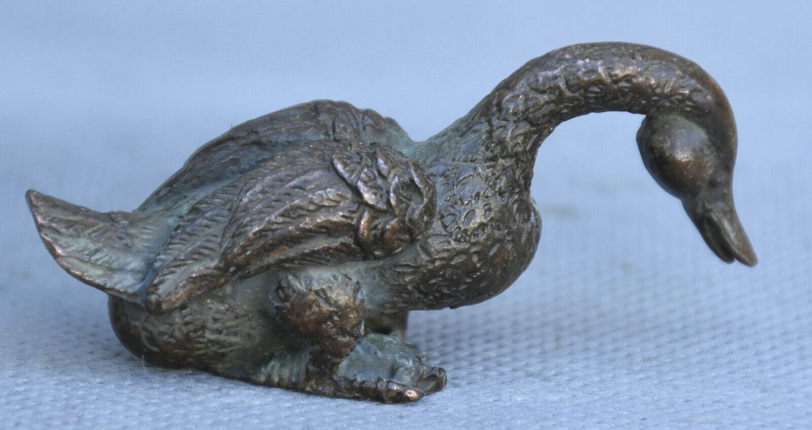 6CM Old China Dynasty Bronze Fengshui Exorcize Duck Goose Animal Statue