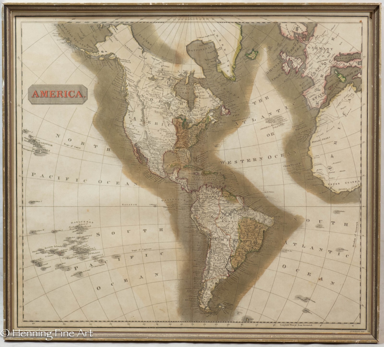 Rare 1815 Thomson Map of North and South America with Provenance Herbert Wolfe