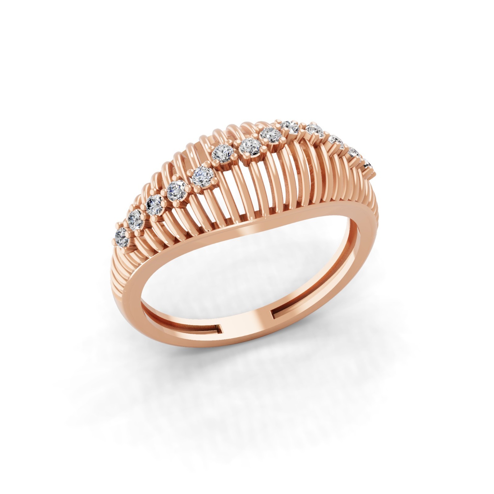 Lab Grown Round Diamond 0.23 Ct Dome Ring 9K Rose Gold Easter Gift for Mother