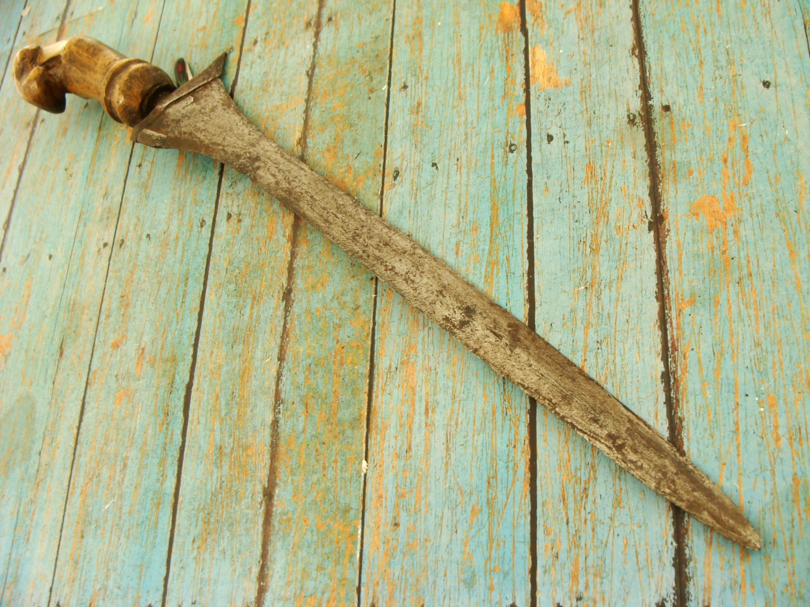 ANTIQUE INDONESIAN JAVANESE KERIS KRIS DAGGER DAMASCUS CARVED WOOD KNIFE SWORD