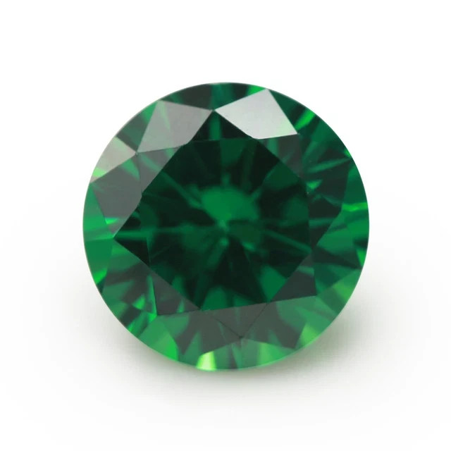 6mm Green Round Cut Loose Cubic Zirconia Synthetic Emerald Gemstone 2pcs