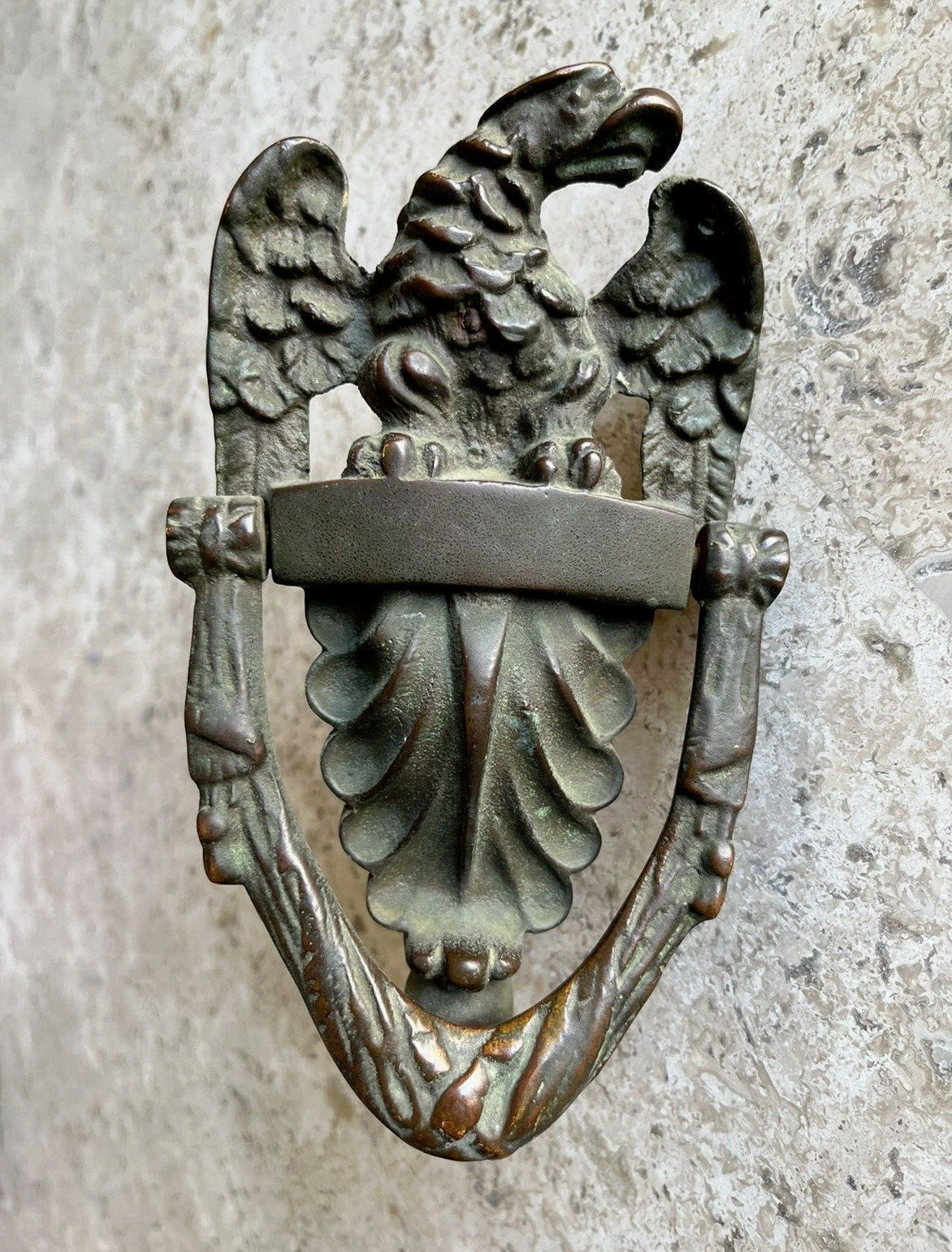 7″ ANTIQUE c.1898 AMERICAN EAGLE ARCHITECTURAL SALVAGE DOORKNOCKER