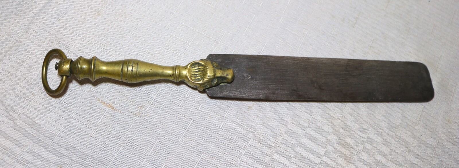 antique 1700’s handmade brass wrought steel primitive hide dough scraper tool