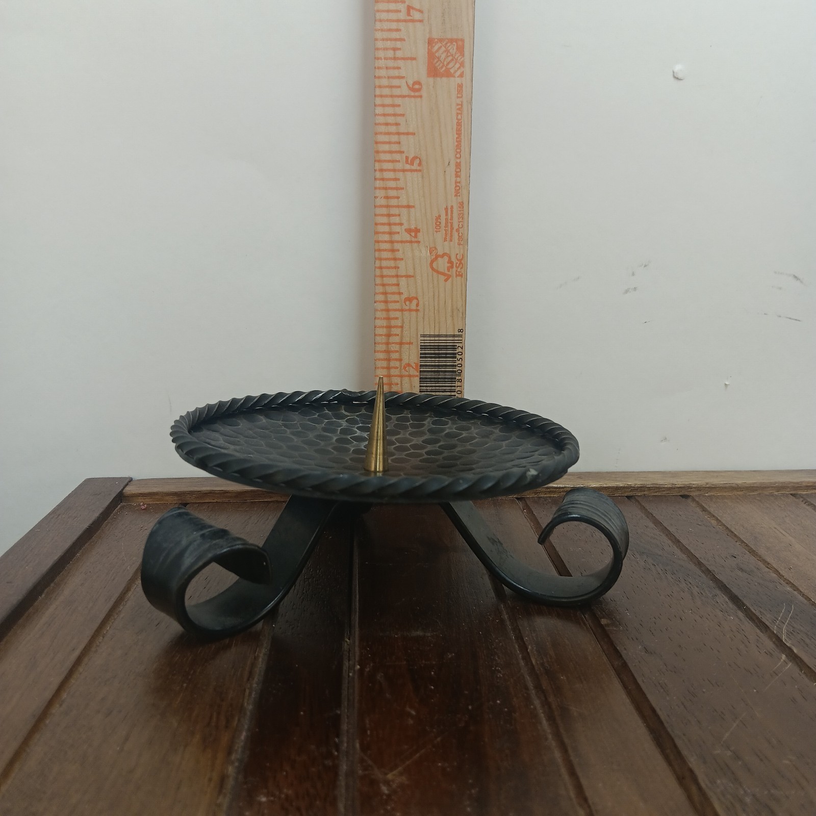 Vintage Brutalist-style Wrought Iron Candle Holder ~ Pillar or Sphere