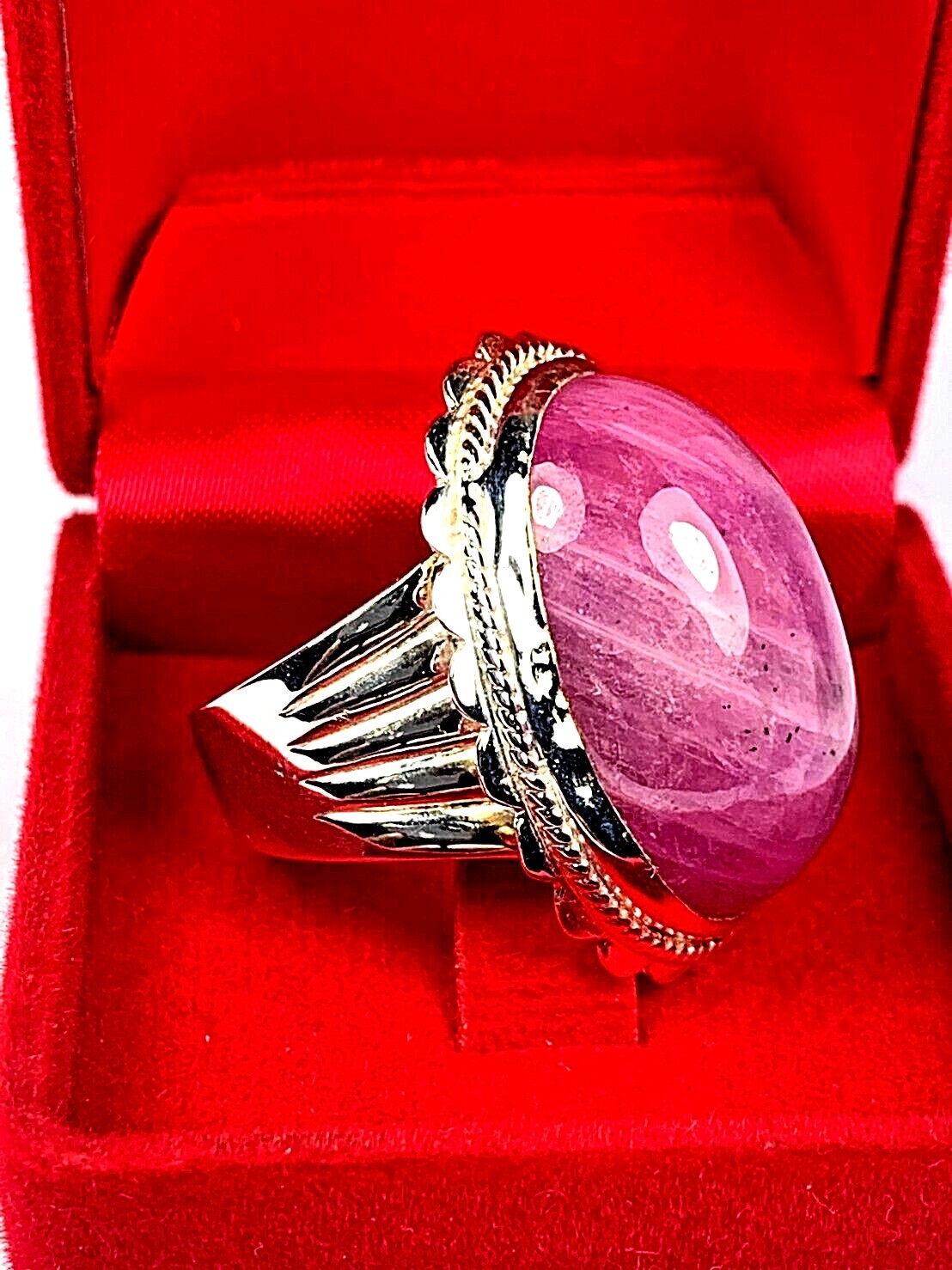 925 STERING SILVER BURMESE RUBY BLESSING HANDMADE RING US-10 FETISH THAI AMULET