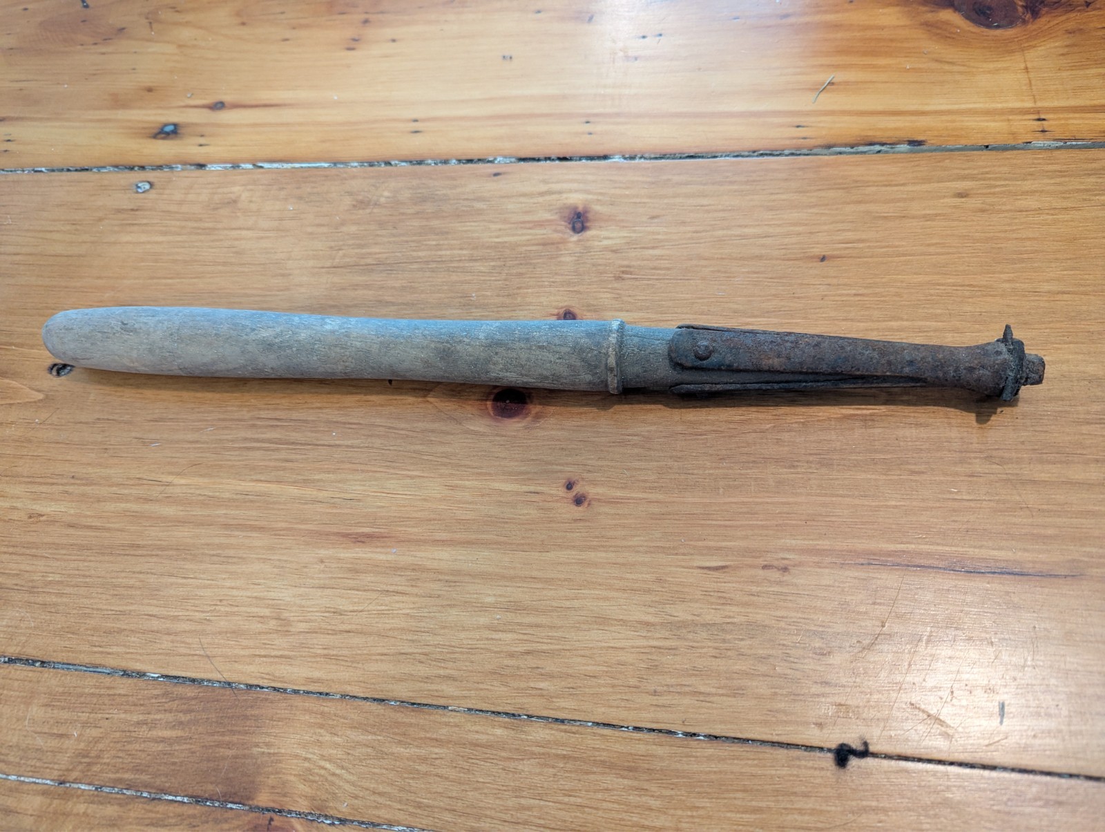 Antique Tool Handle Wood and Metal End, 1800’s?