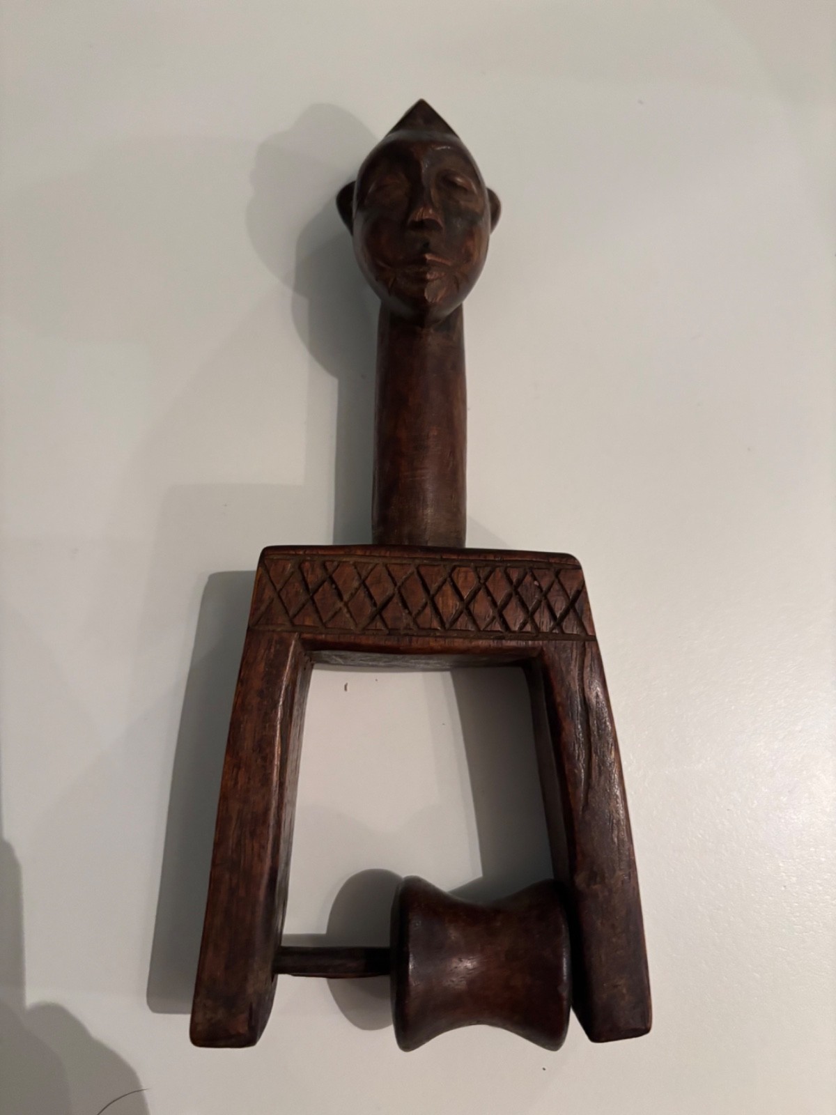 West African wood carved heddle poorly often or originating from Baule or guro