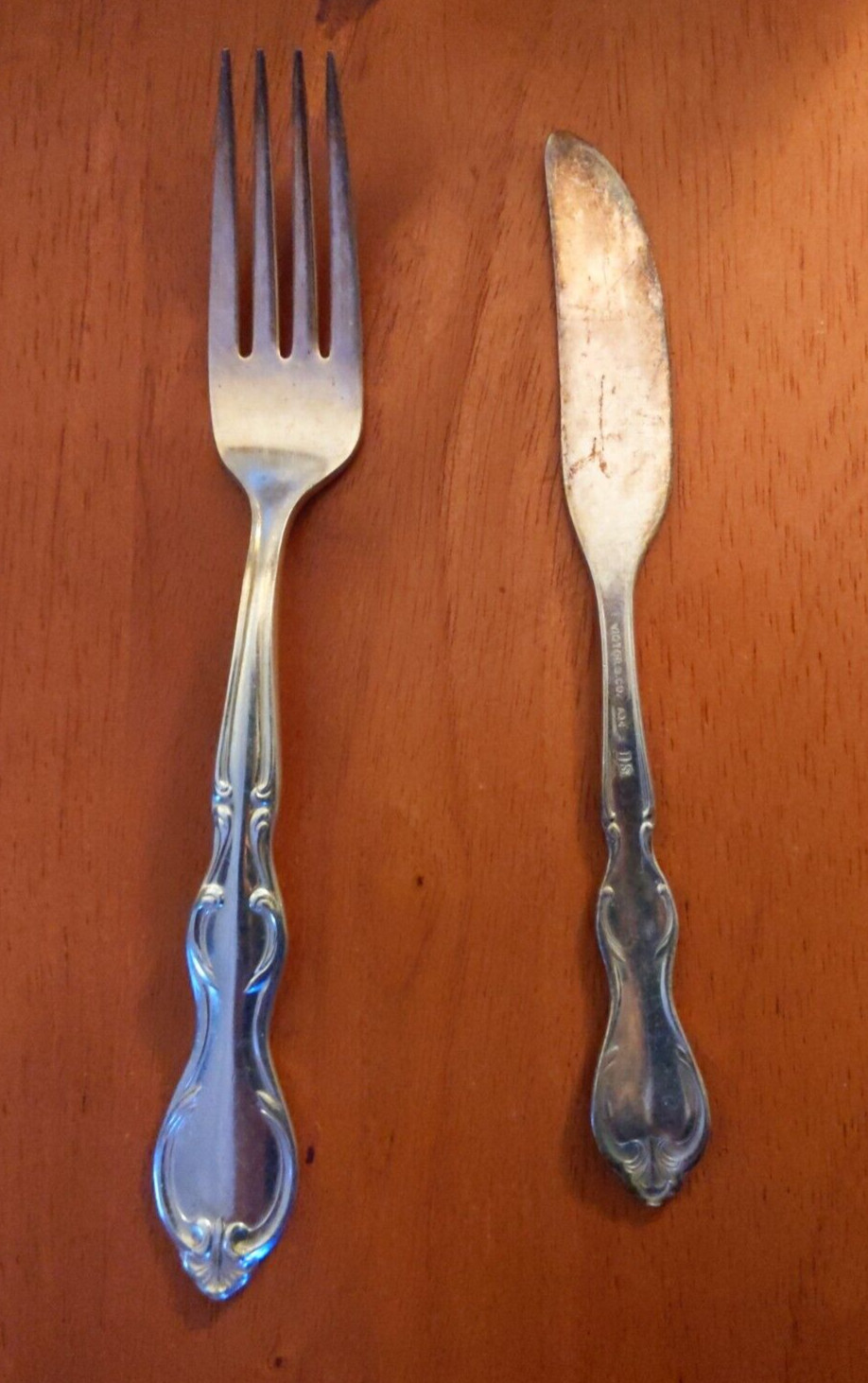 Vintage Victors Co A1 Overlay Silver Plated Fork and Butter Knife