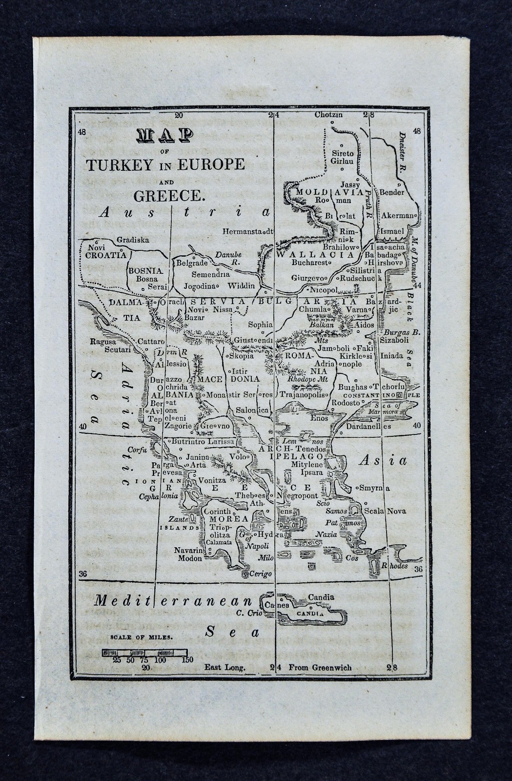 1830 Nathan Hale Map – Turkey in Europe & Greece – Athens Constantinople Balkans