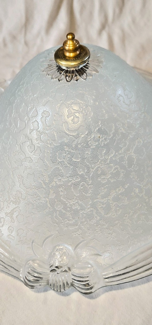 VTG ART NUVEAU FLOWER GLASS SHADE CEILING LIGHT CHANDELIER FIXTURE 1940’s