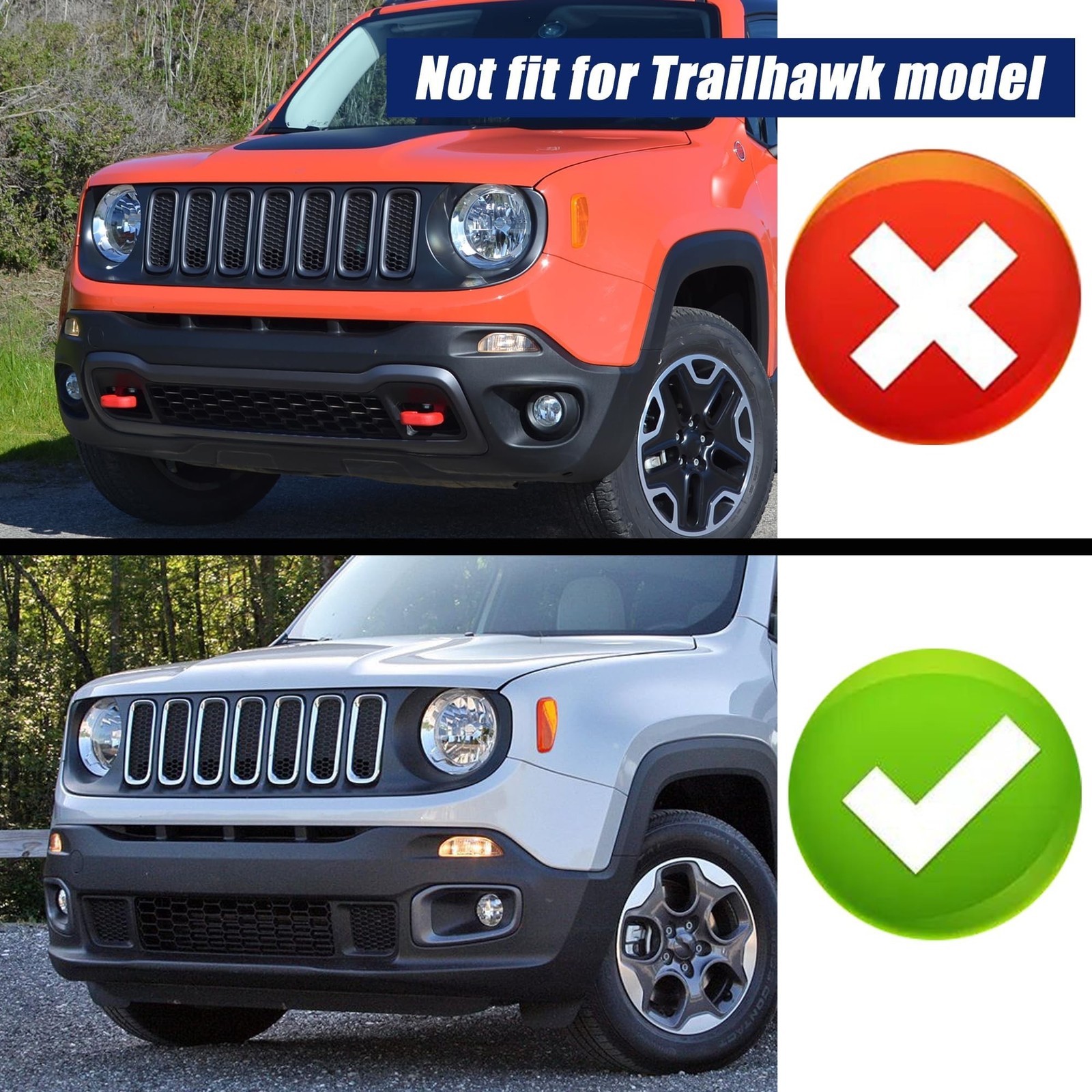Front Bumper Lip Splitter Compatible with Jeep Renegade 2015-2018 Exterior Ac…