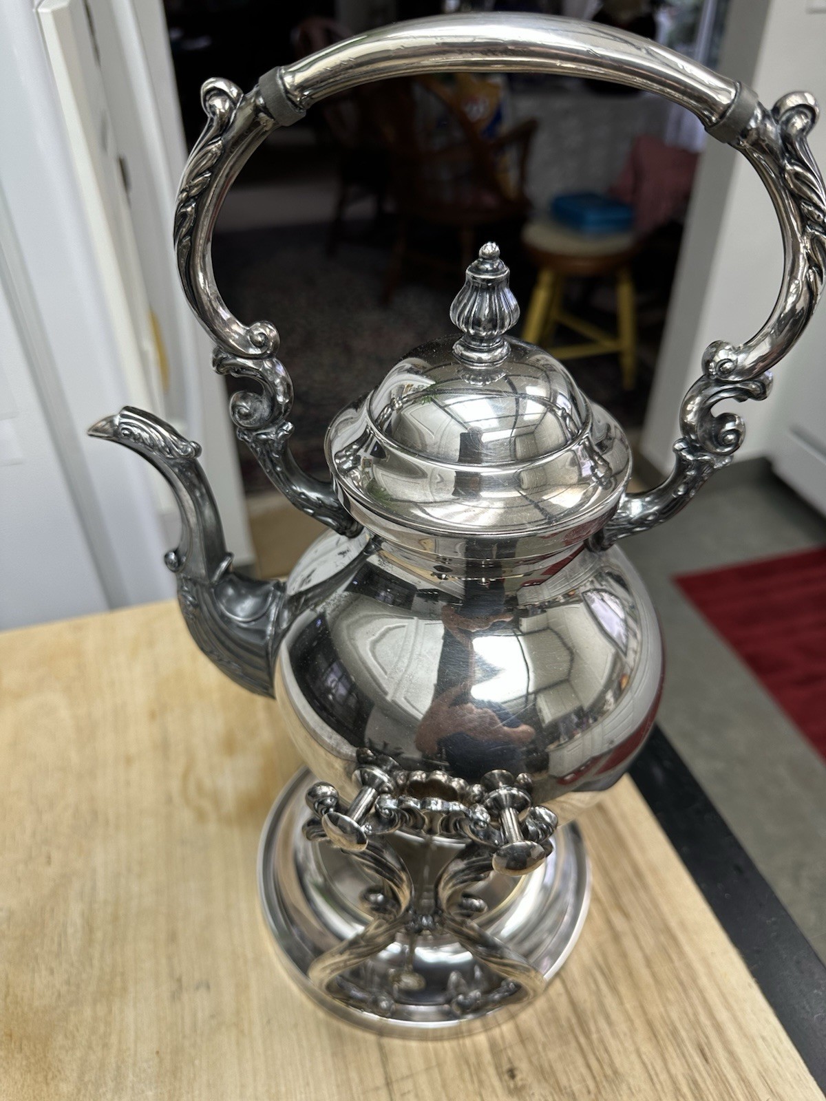 Vintage Silver Plate Coffee Warmer Very Ornate Silver On Copper