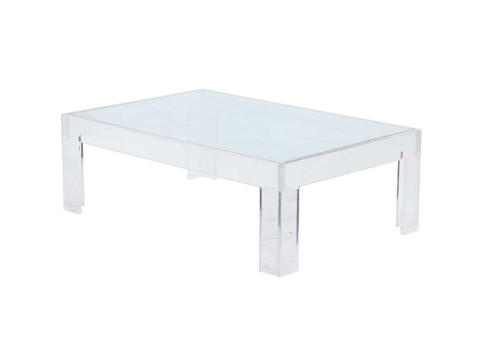 Thick Lucite Coffee Table With a Rectangular Form 48 x 32 Charles Hollis Jones