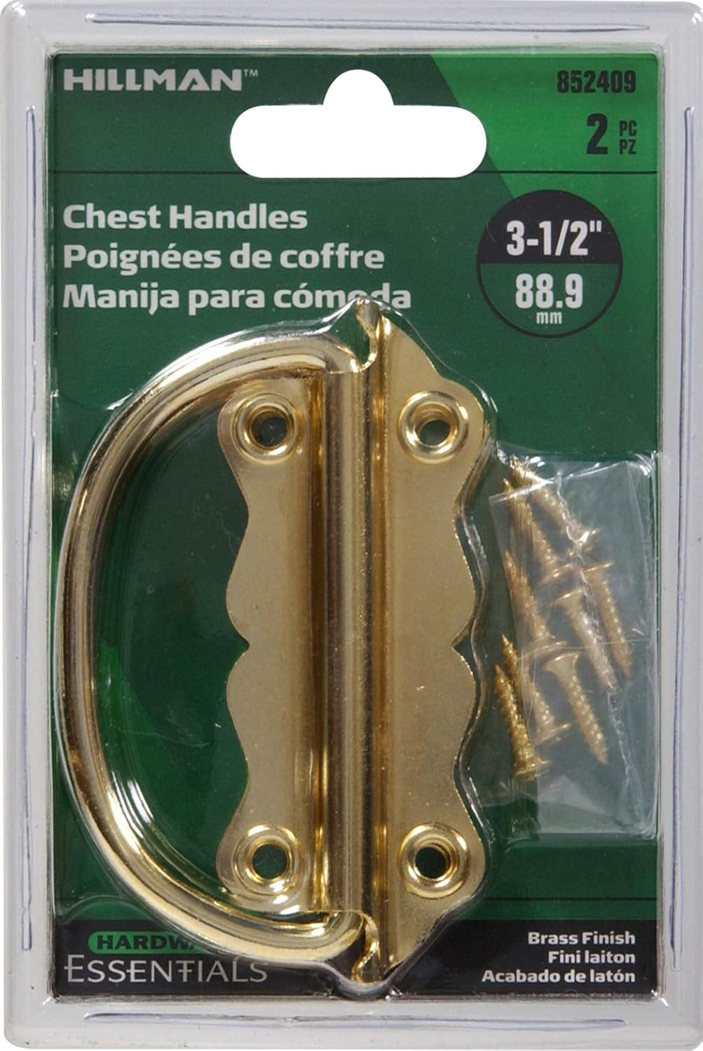 Hillman 3.5″ Brass Chest Handle, 2PC