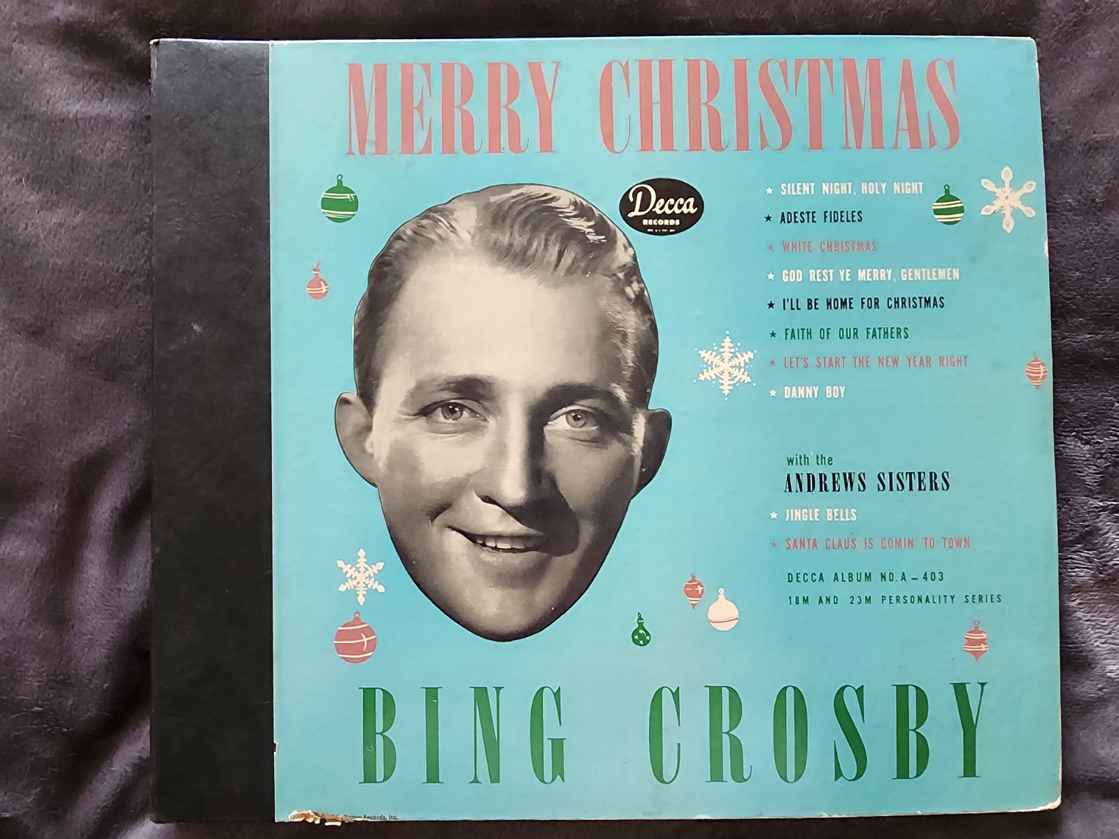 Bing Crosby Merry Christmas phonograph record 10 in. 78 RMP 5 records A-403 1945