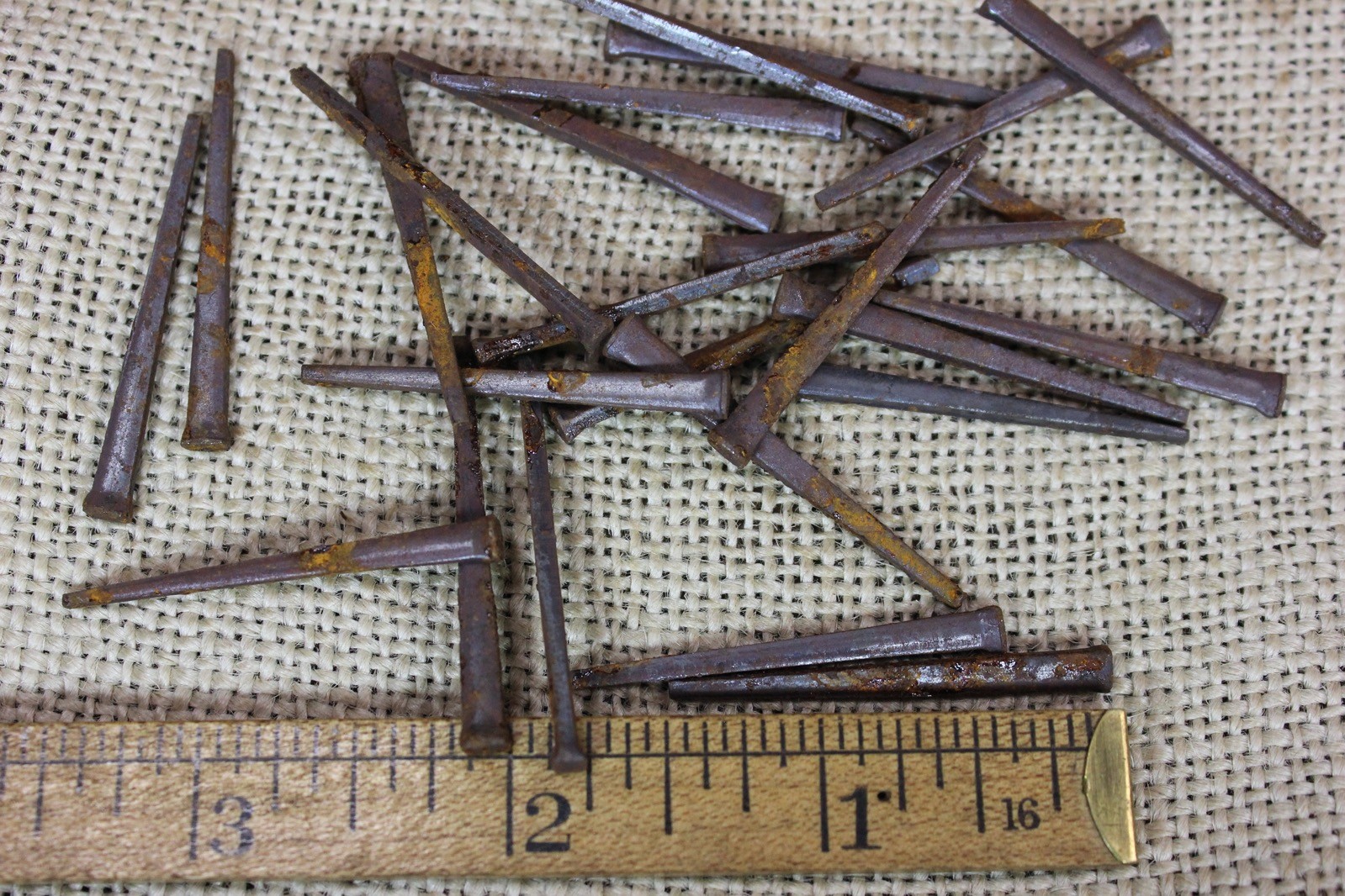 1 1/2” Old Square Nails 25 Real 1850’S Vintage Rustic 7/64” Small Finish Head