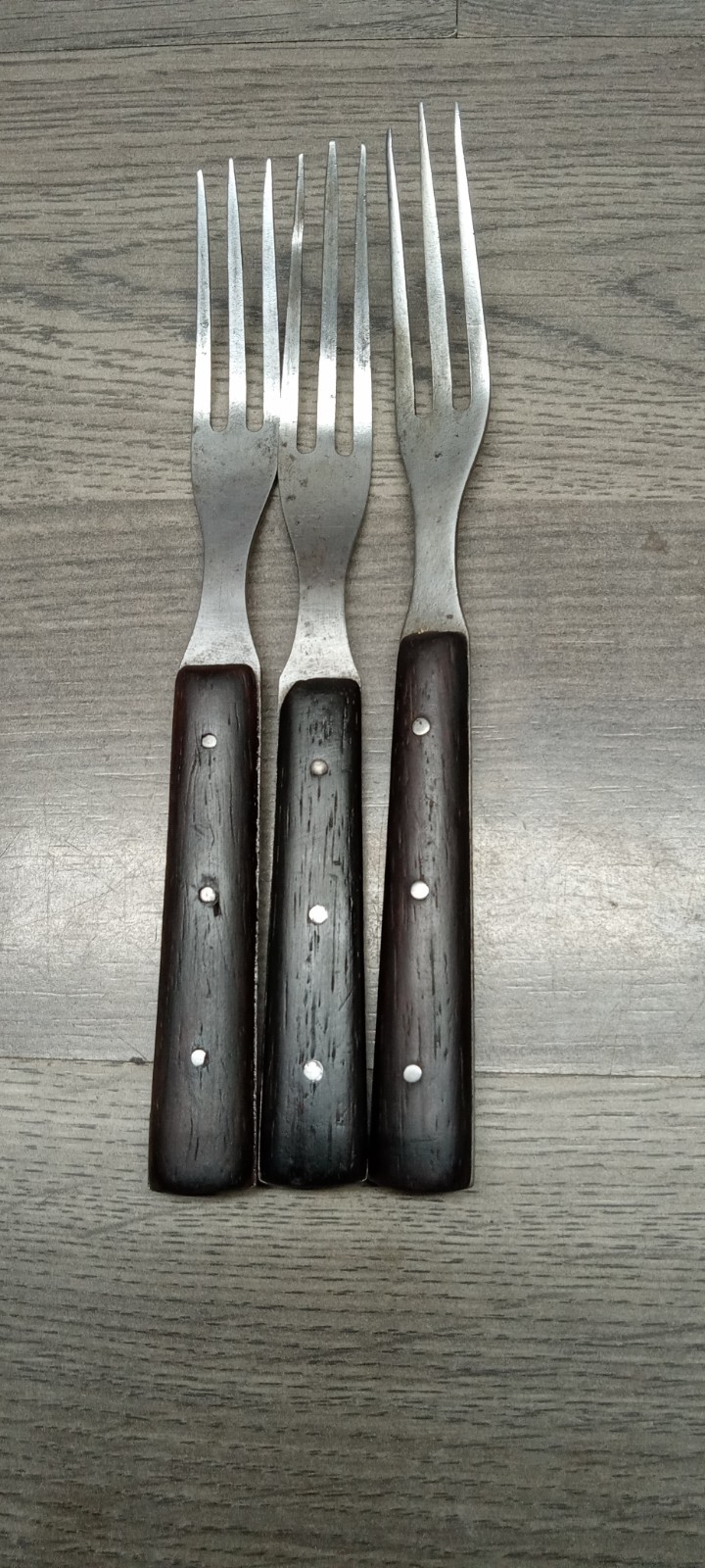 3 Civil War era antique wooden handle 3 Prong Forks