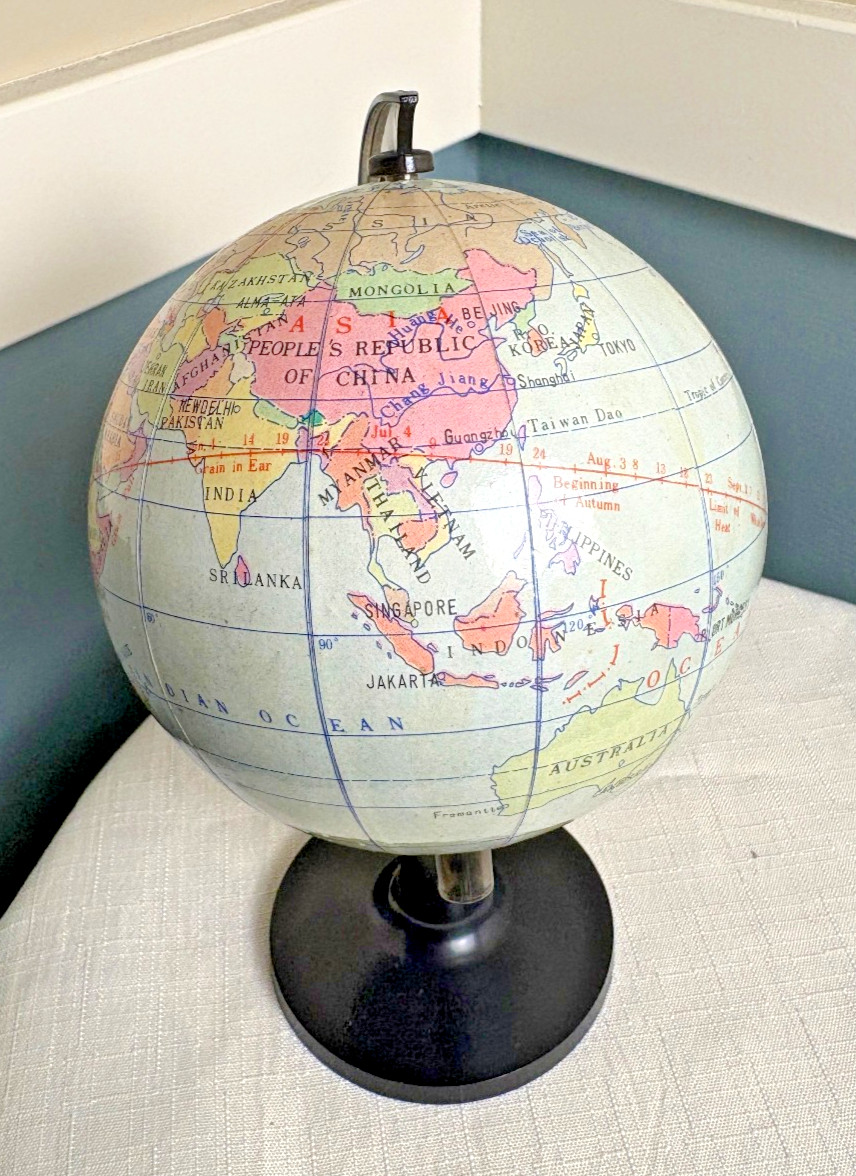 Small Tabletop World Globe w/ Ecliptic Line Path of the Sun 7.5 Inch Educational