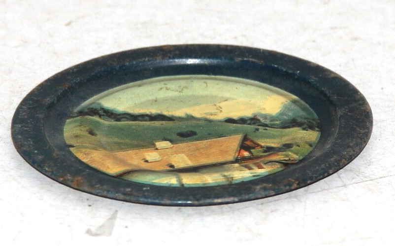 Old Rare Litho Print Serving Tin Tea Coaster Wall Decor