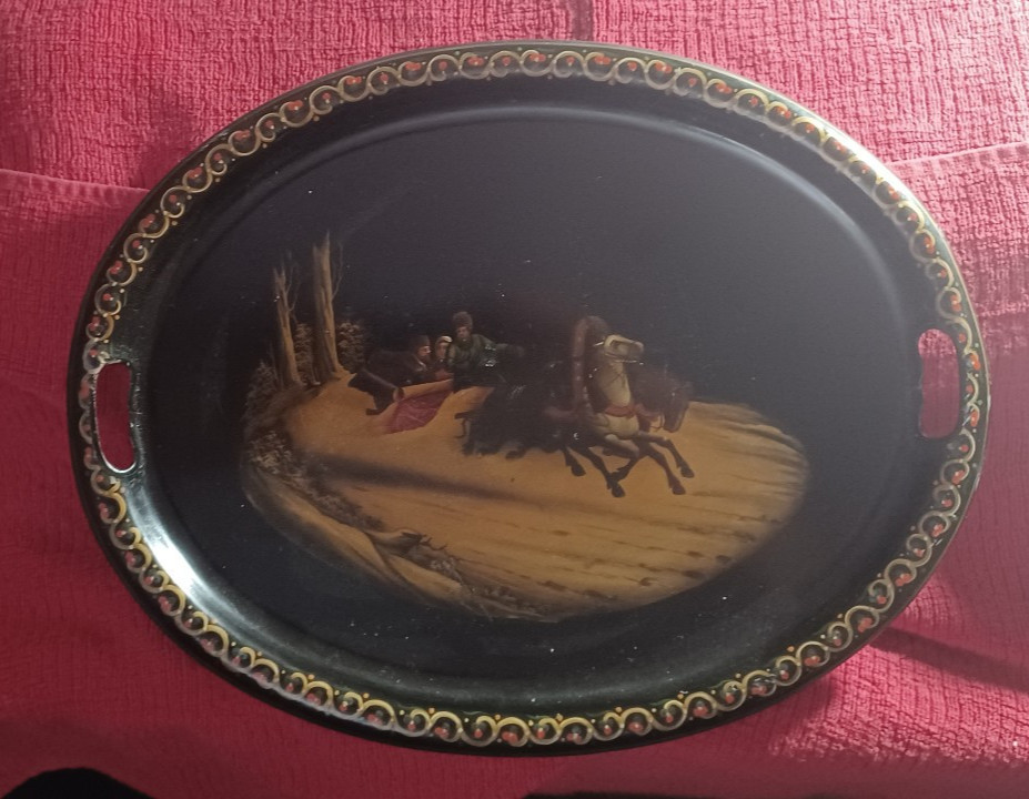 Antique Russian lacquer / papier mache Tray – Vishnyakov