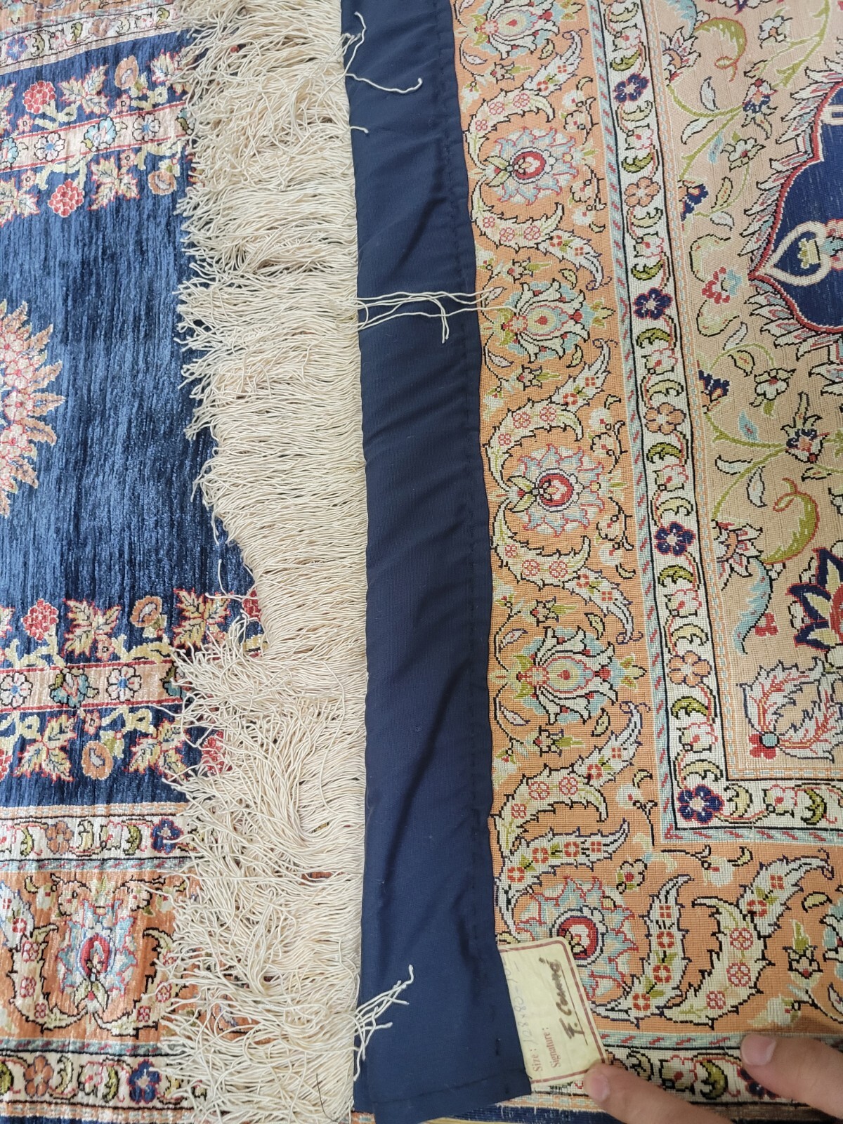 Authentic SIGNED Hand Knotted 100% Silk Turkish Ozpec Hereke Rug 31 1/2” X 58”